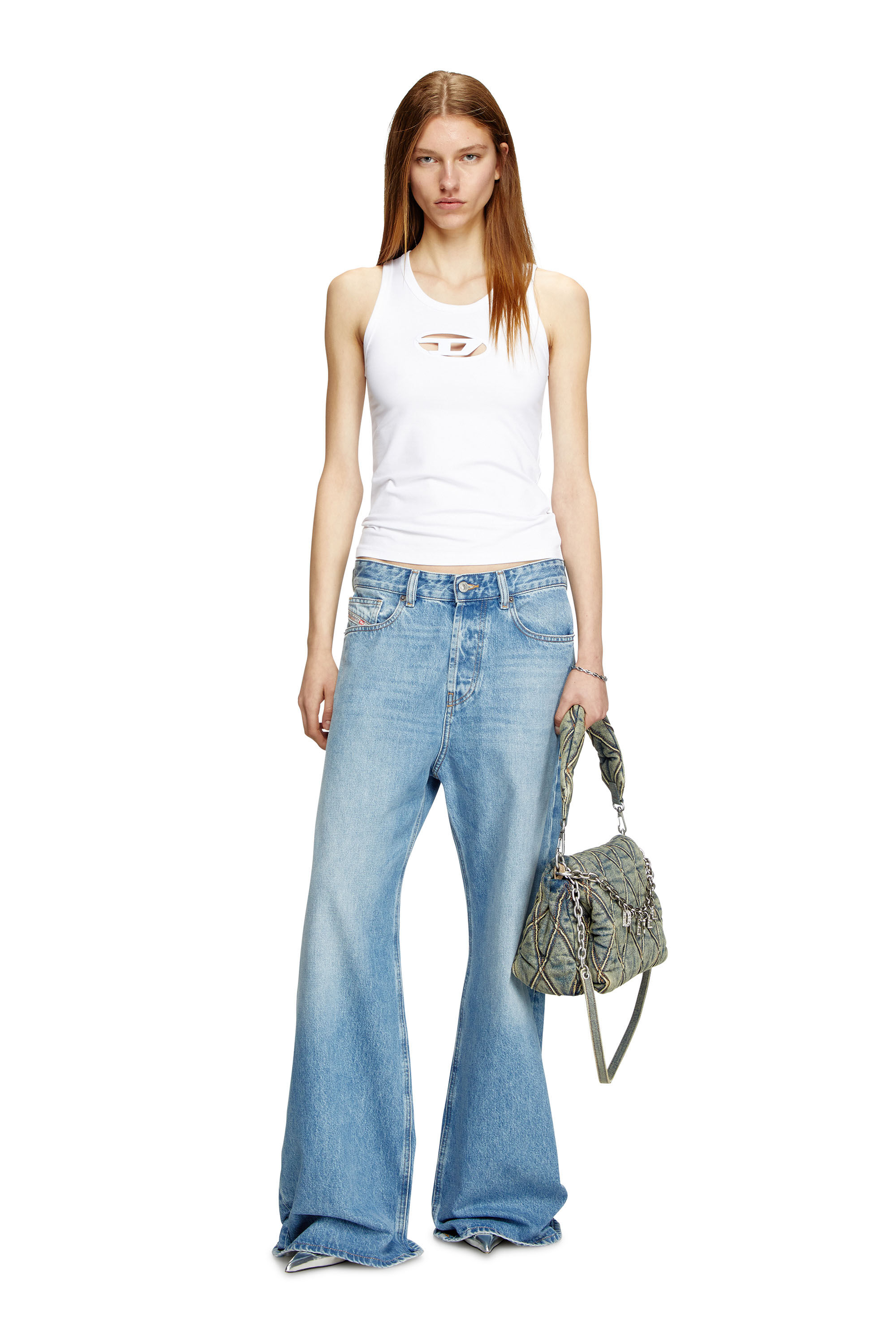 Diesel - T-LYNYS-OD, Damen Tanktop mit ausgeschnittenem Oval D-Logo in Weiß - 1