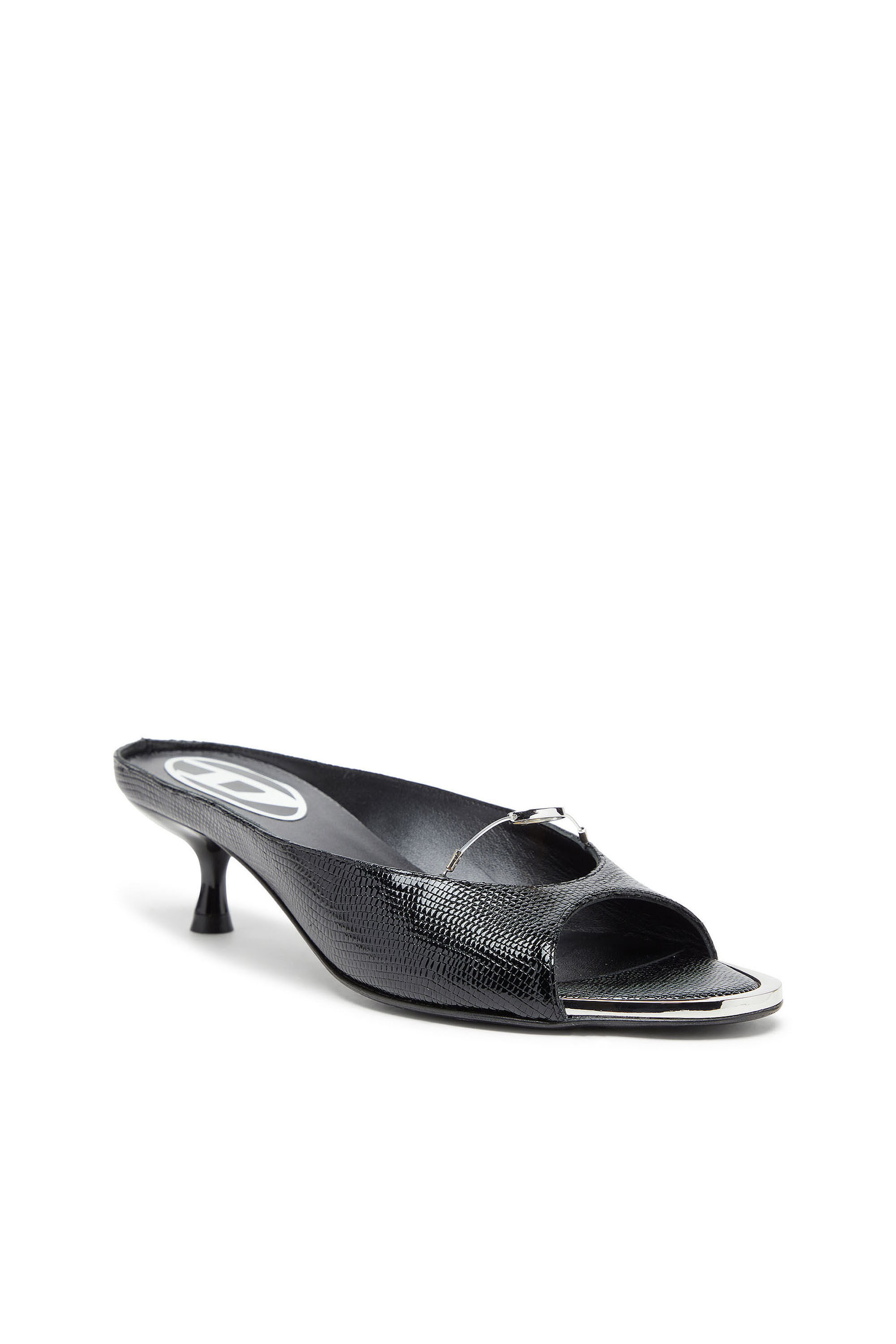 Diesel - D-DIAM'S-SA-40, Damen D-Diam's &ndash; Lederpantolette mit schwebendem Oval-D in Schwarz - 6