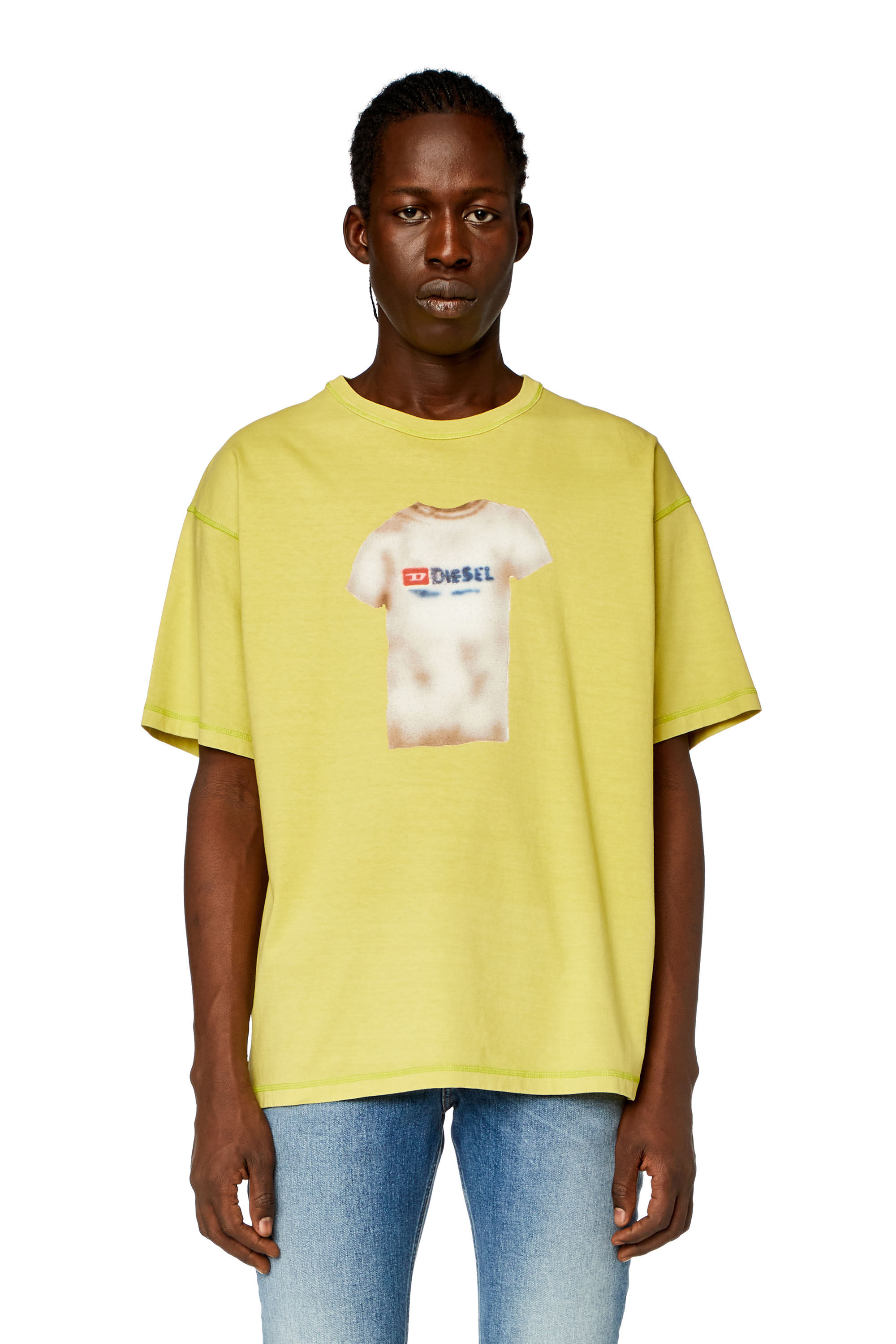 Diesel - T-BOXT-N12, Herren T-Shirt mit Airbrush-Print in Gelb - 2