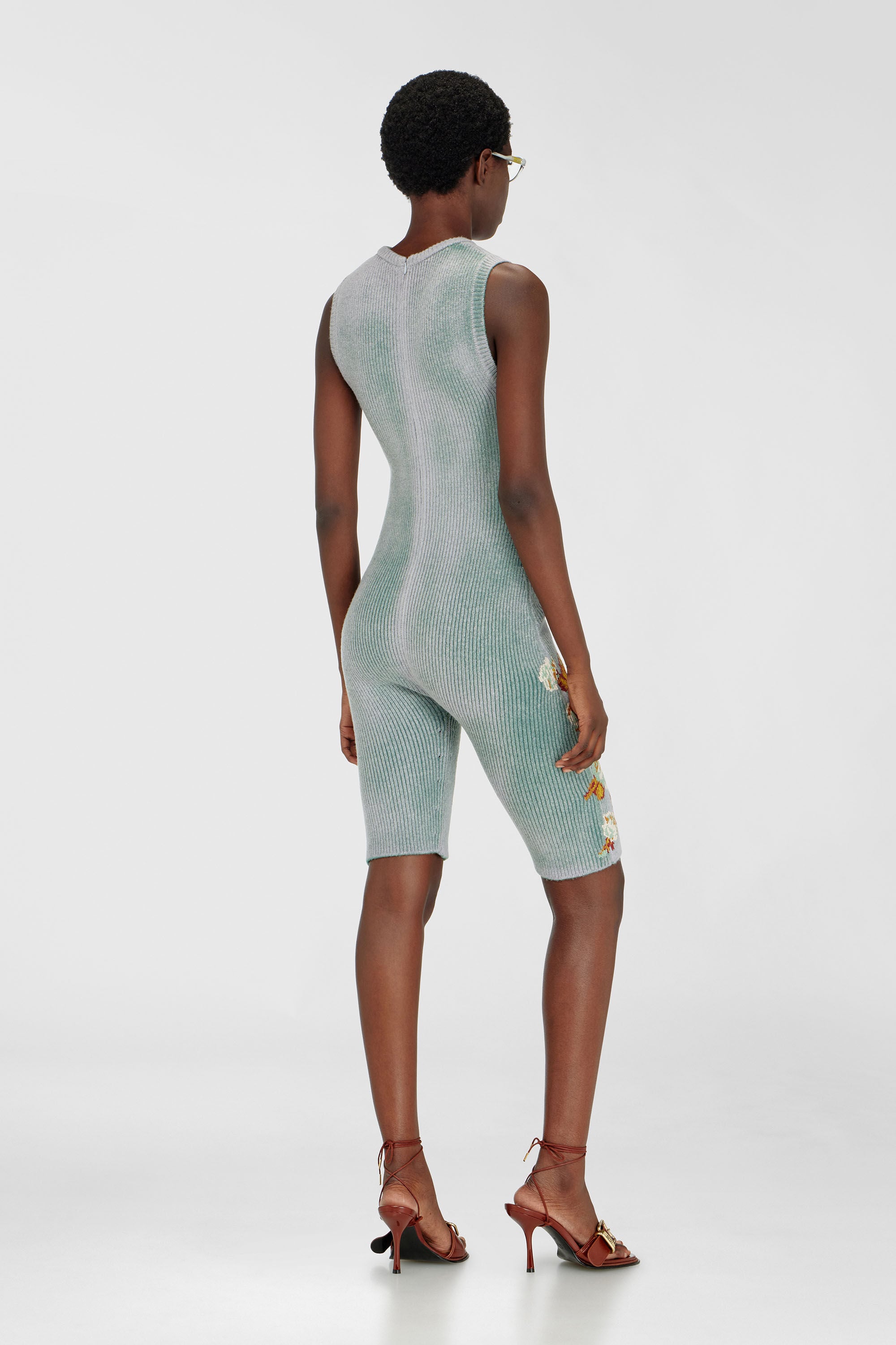 Diesel - M-RAREM, Damen Gestrickter Overall mit Blumenmuster in null - 4