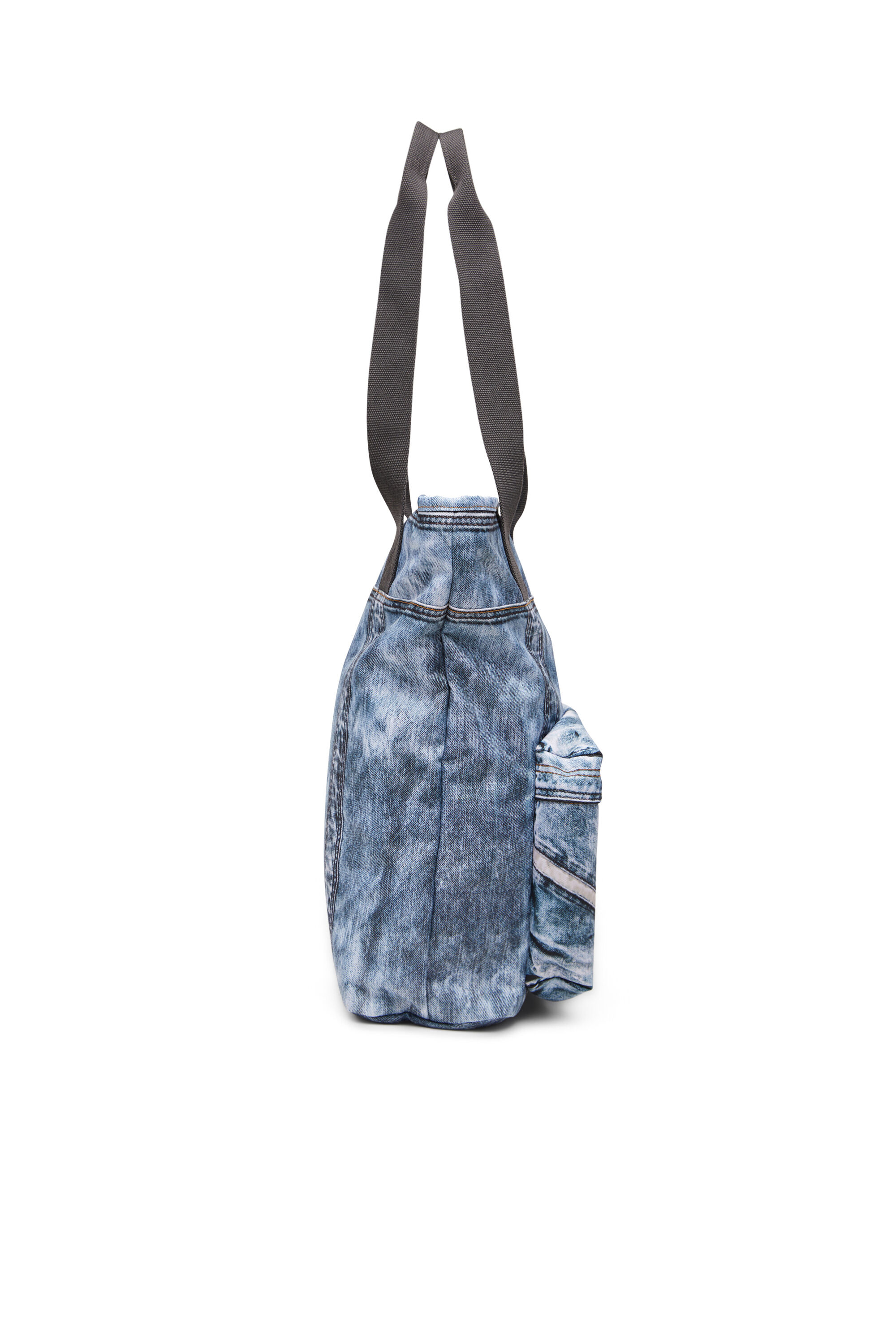 Diesel - DIESEL TOTE, Unisex Tragetasche aus Trompe l'œil-Denim in Blau - 3