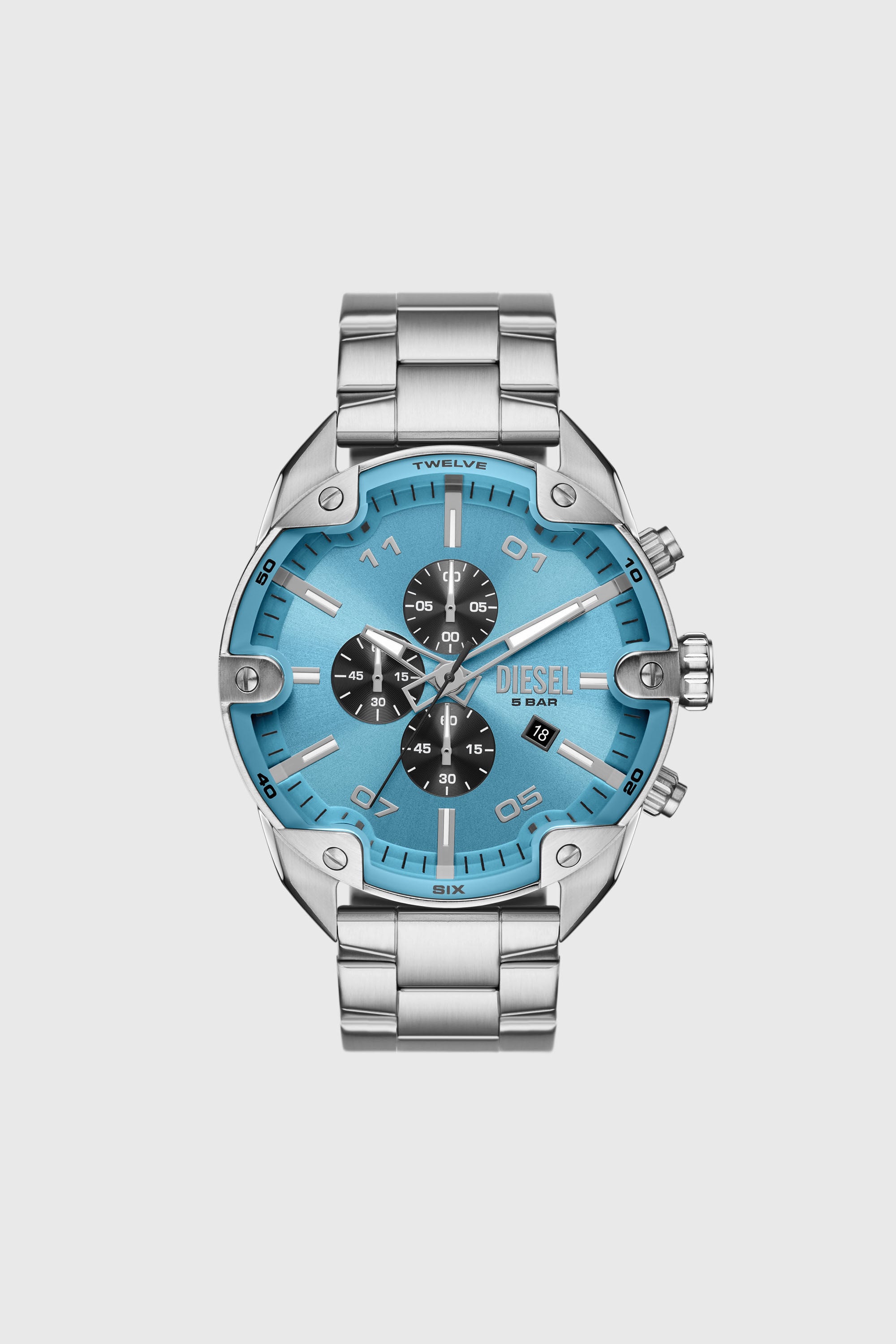 Diesel - DZ4655, Herren Spiked Chronograph Edelstahl in Silber - 1