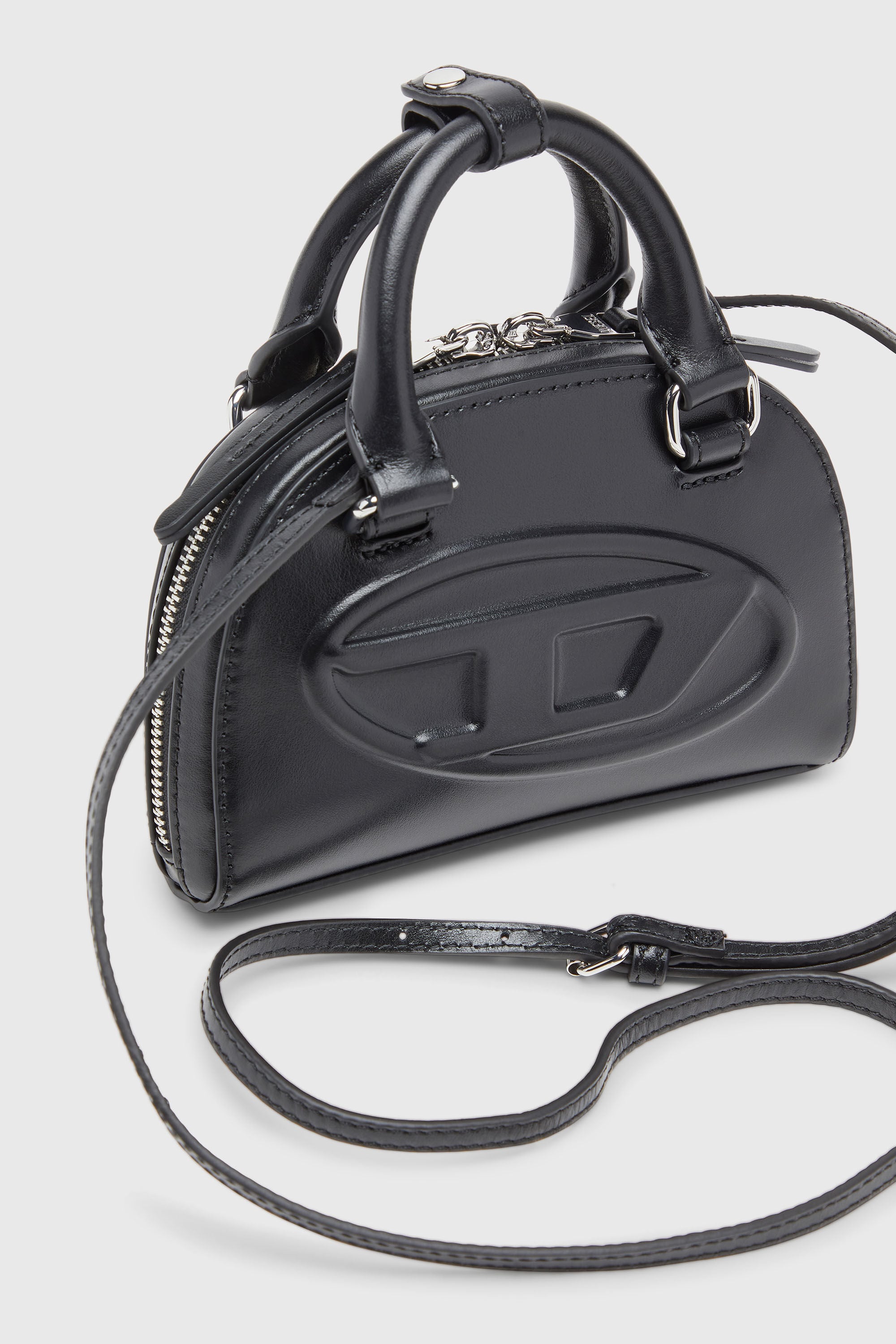 Diesel - 1DR DOME CROSSBODY XS, Damen 1DR Dome-Schlanke Bowlingtasche aus Nappaleder in Schwarz - 6