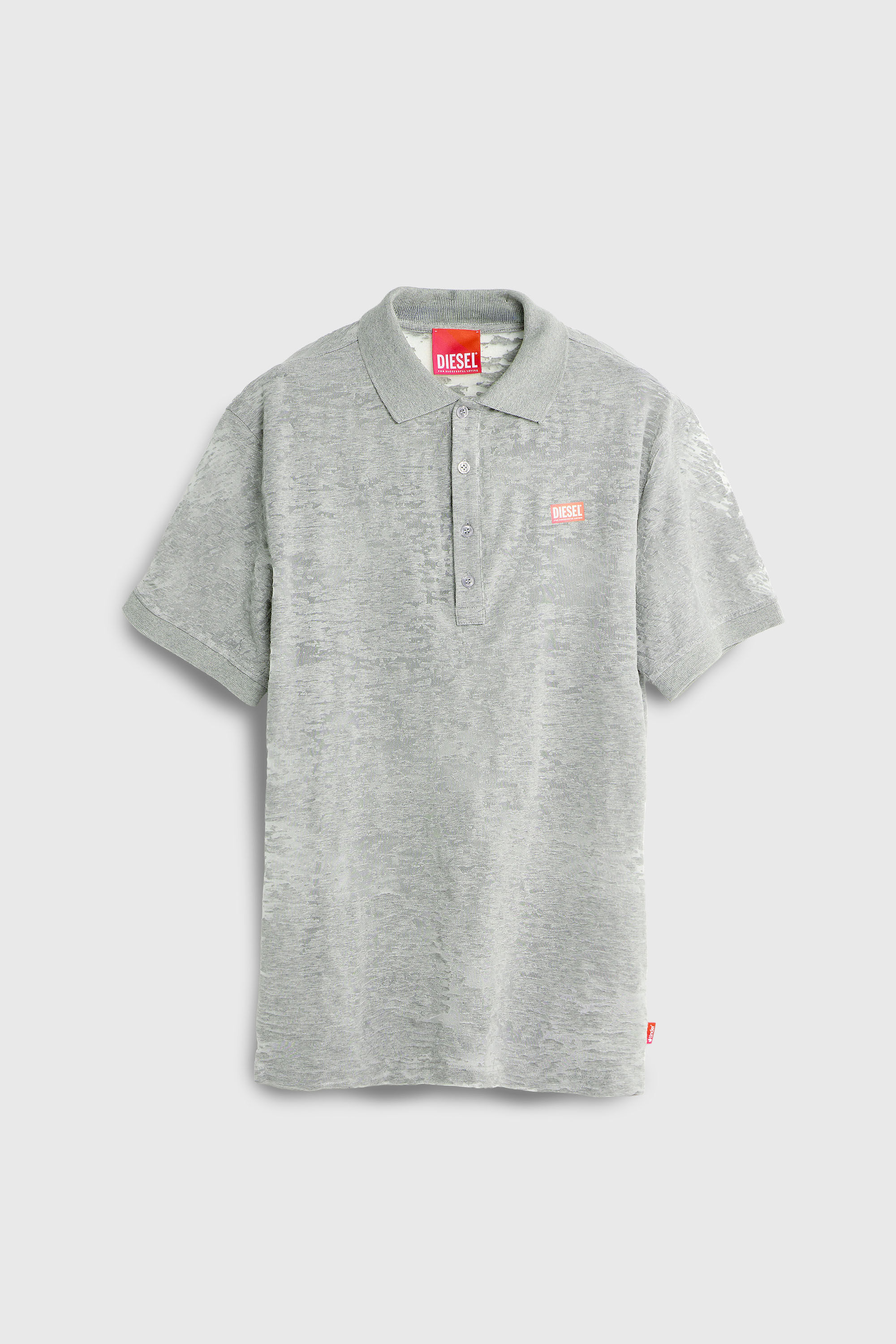 Diesel - PR-T-REJUST, Herren Poloshirt aus all-over devor&eacute;-Jersey in Hellgrau - 2