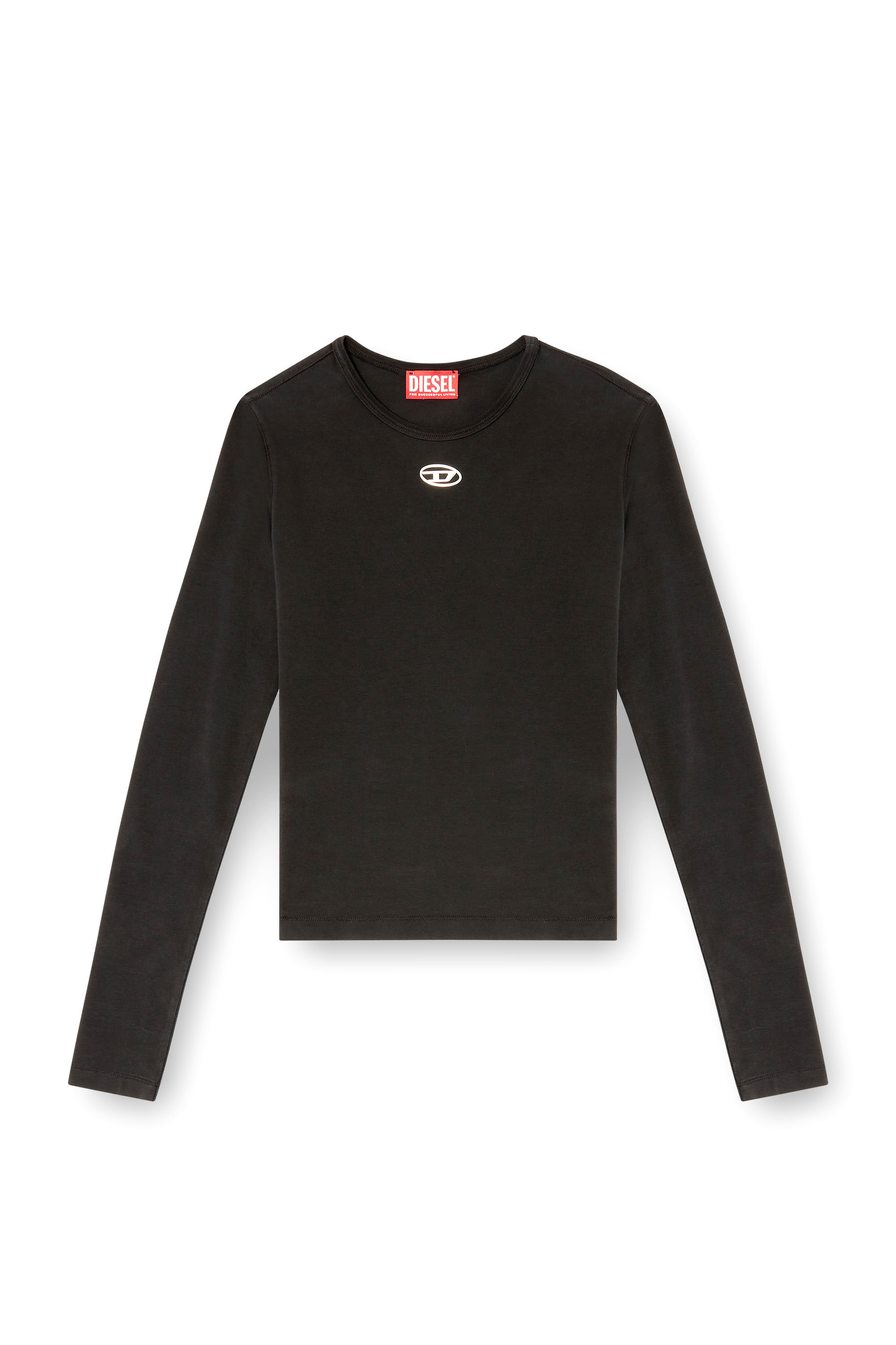 Diesel - T-UNCUTIESLONG-LS-OD, Damen Baumwollpullover mit Oval-D-Logo in null - 2