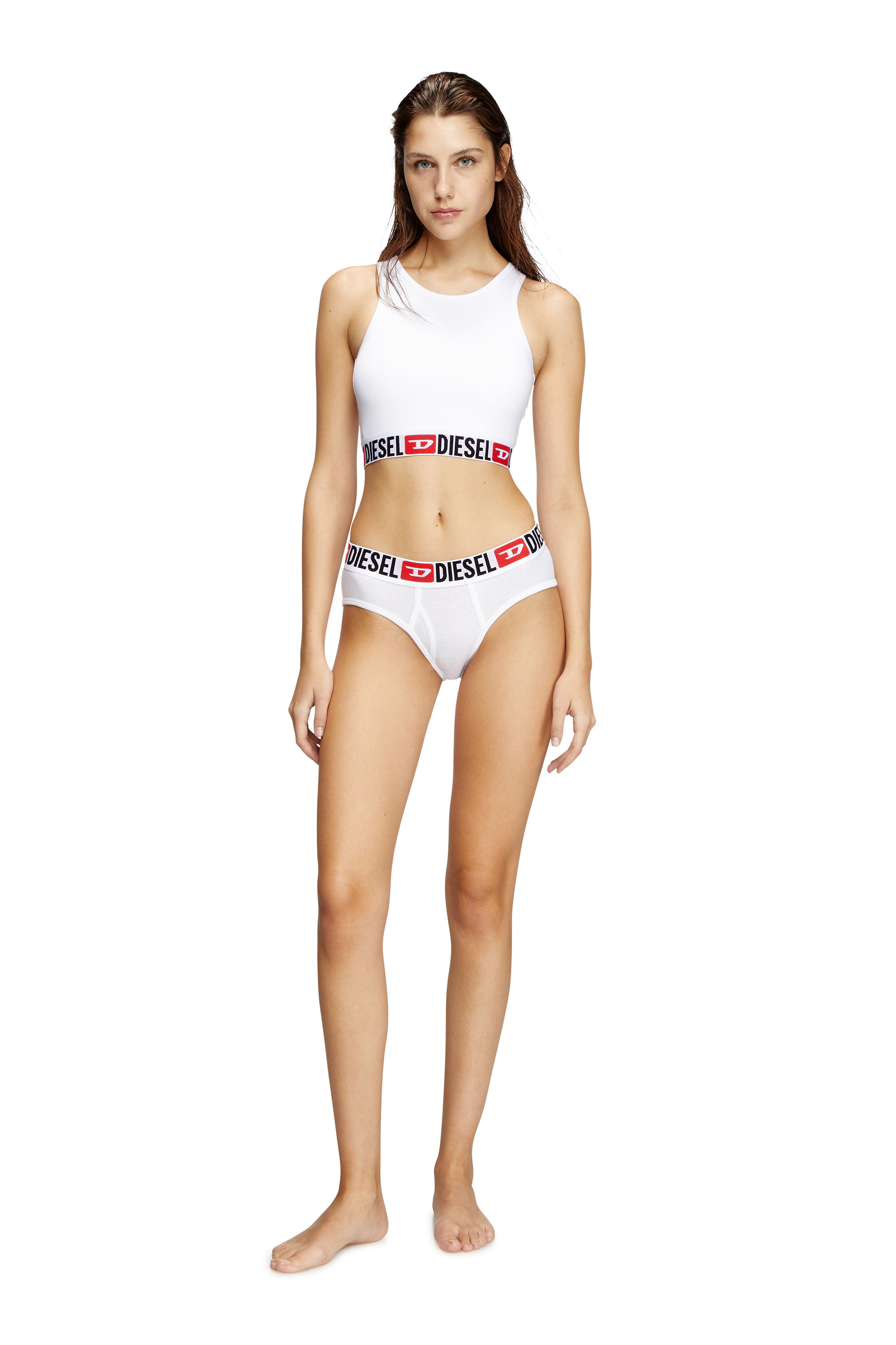 Diesel - SANDRA-D-CORE, Damen Sport-BH mit Logo-Unterbrustband in Weiß - 1