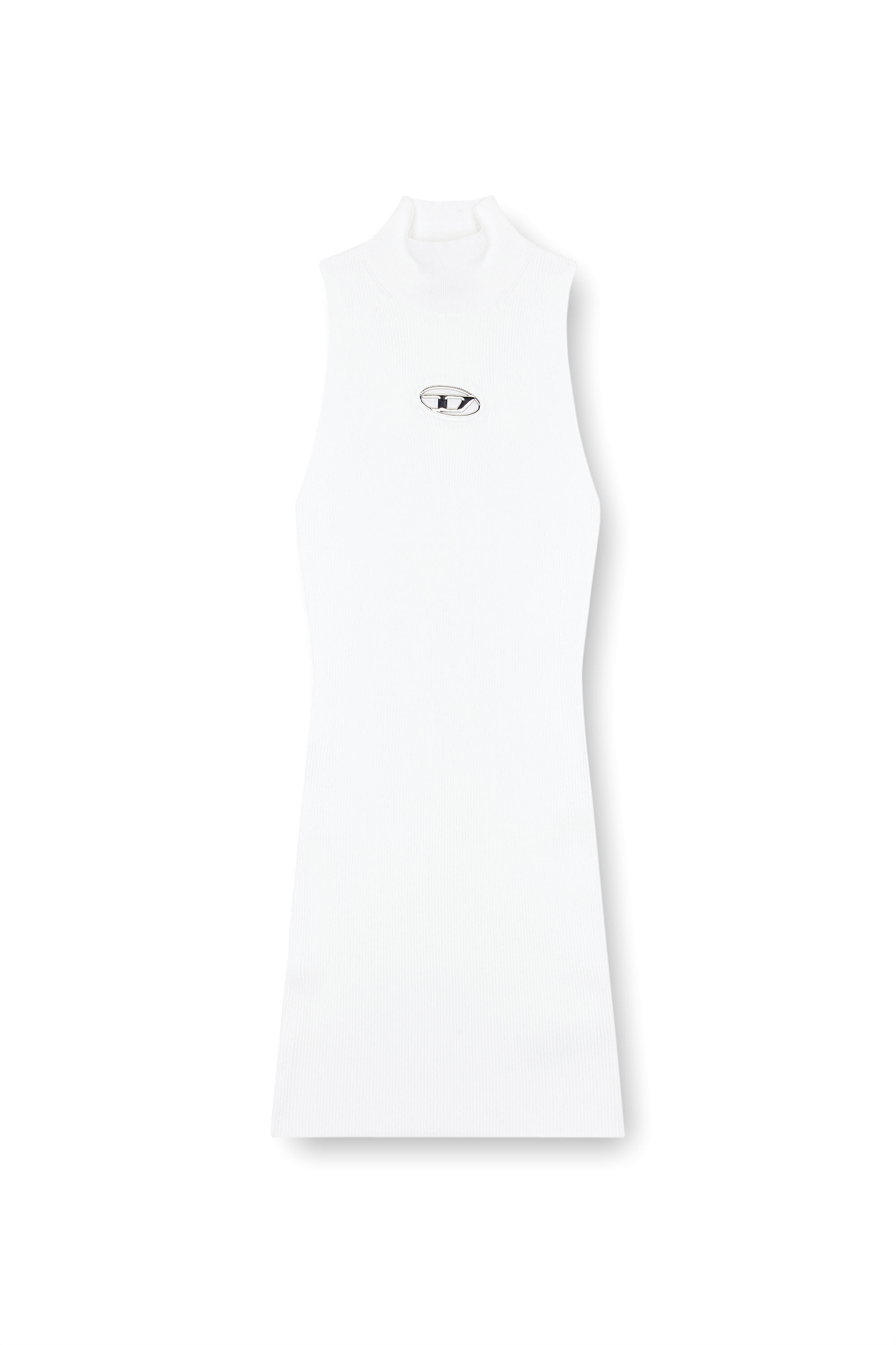 Diesel - M-ONERVAX, Damen Kurzes Rollkragenkleid aus Rippstrick in Weiß - 2