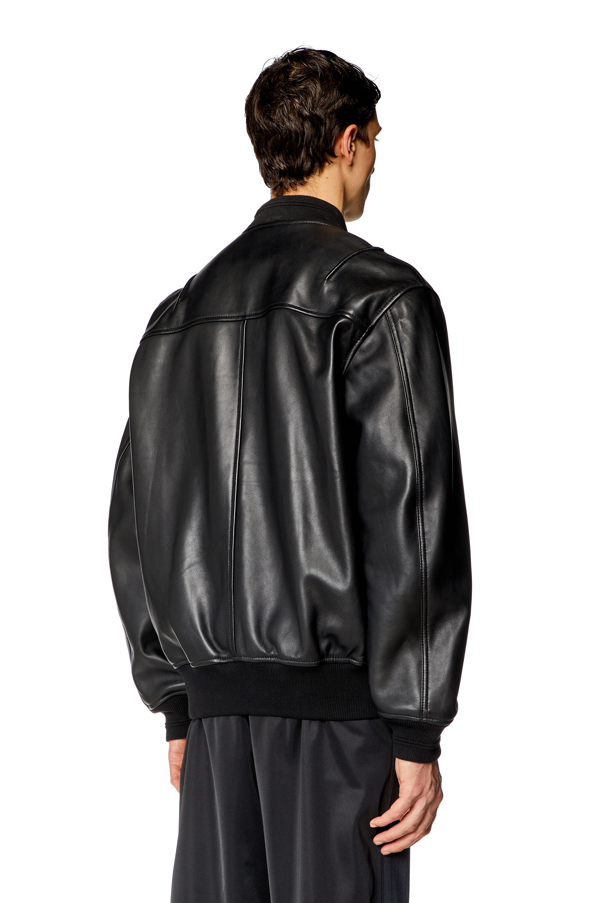 Bomberjacke leder herren schwarz