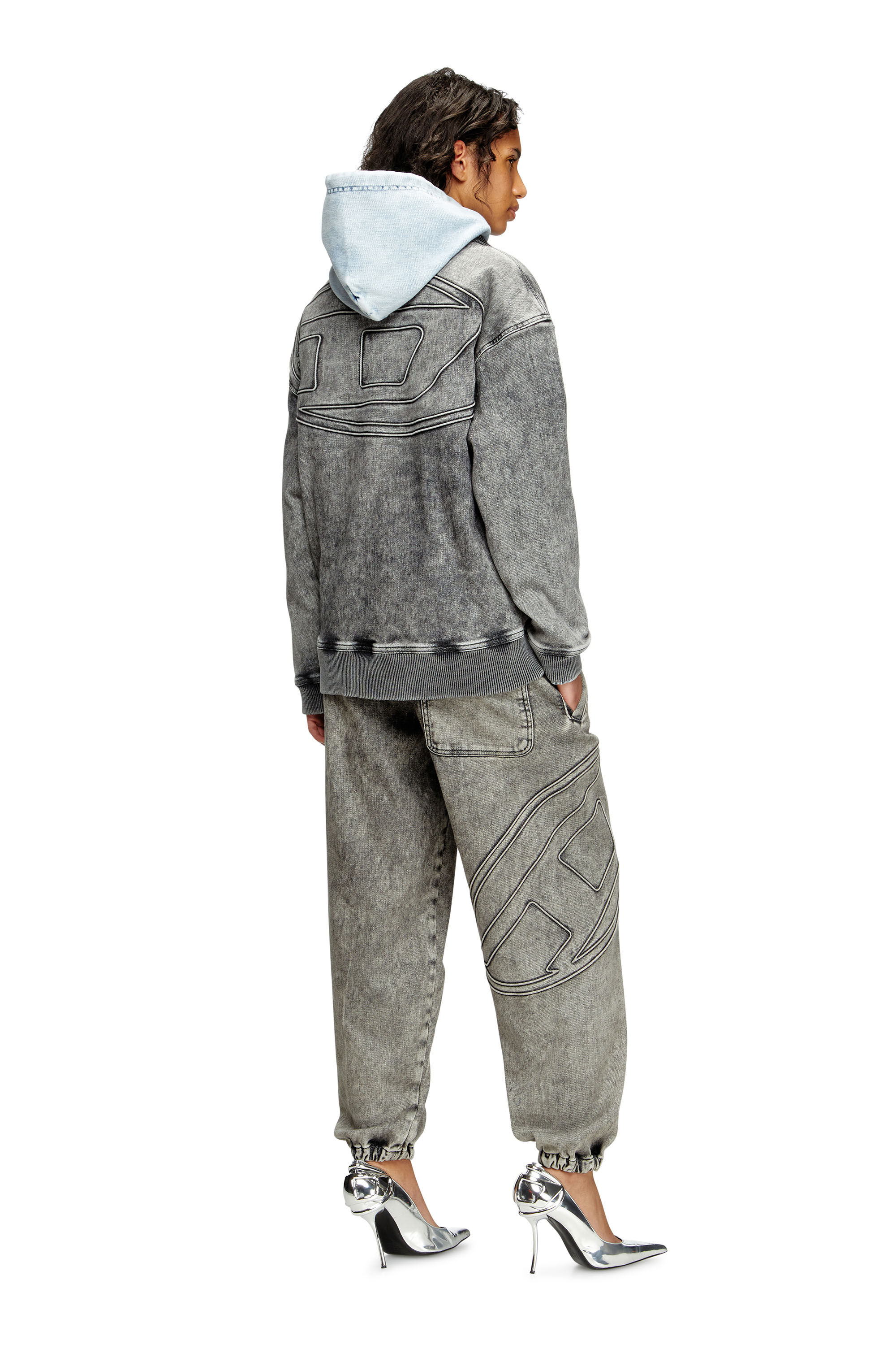 Diesel - D-CARLY-S TRACK, Unisex Pullover mit Reißverschluss aus Track Denim und Oval D in Dunkelgrau - 7