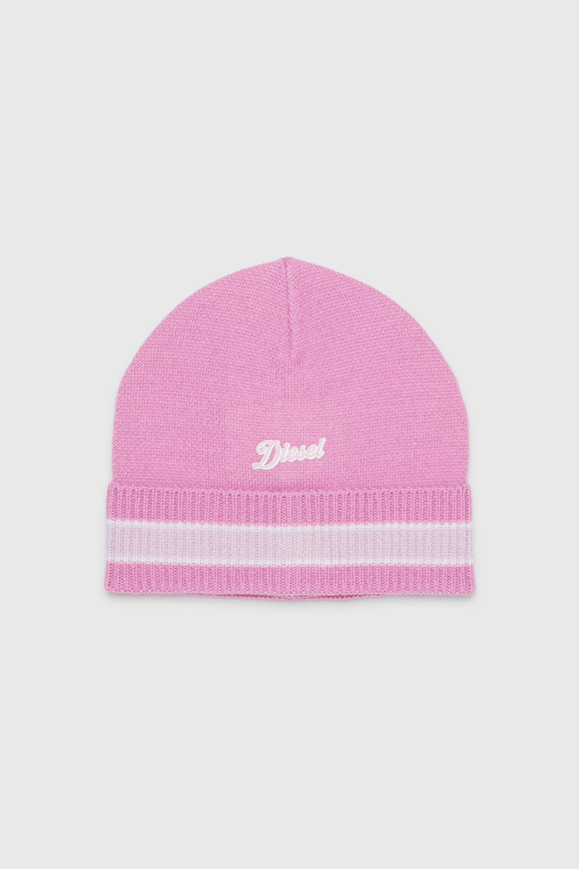 Diesel - FMOB, Unisex Gestreifte M&uuml;tze aus Wollmischung in Rosa - 1