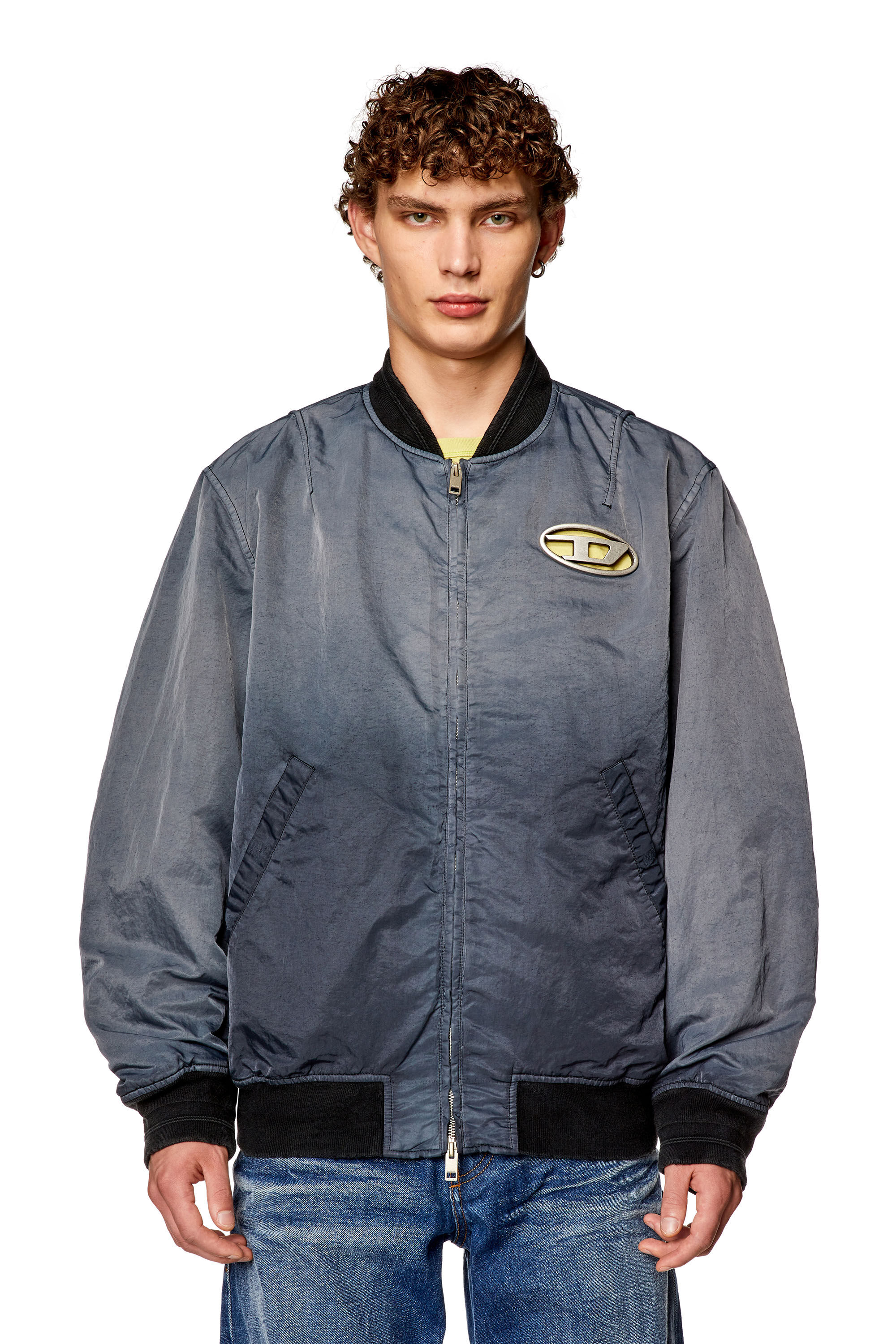 Herren Wattierte Bomberjacke in Dégradé-Optik | Grau | Diesel