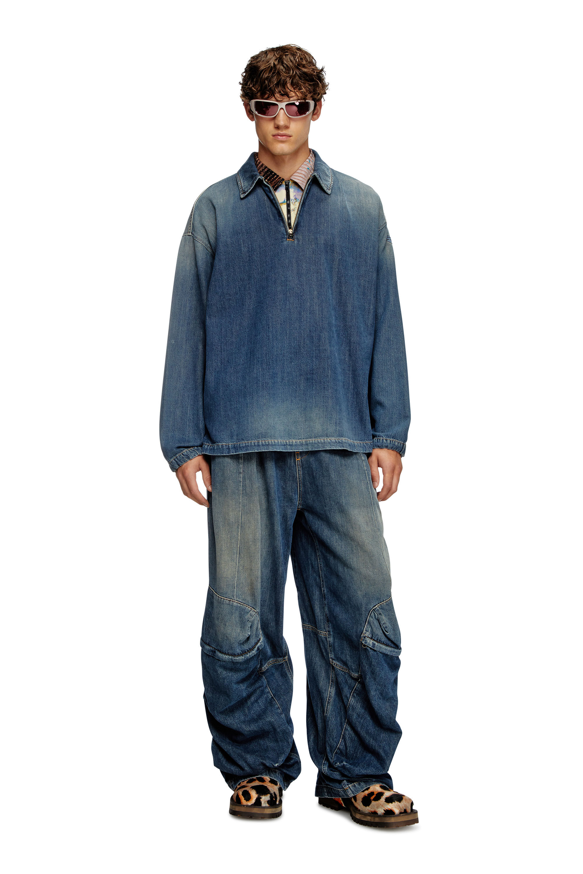 Diesel - D-BRADDY-FSF, Herren Pull-on-Hemd aus leichtem Utility-Denim in Mittelblau - 1