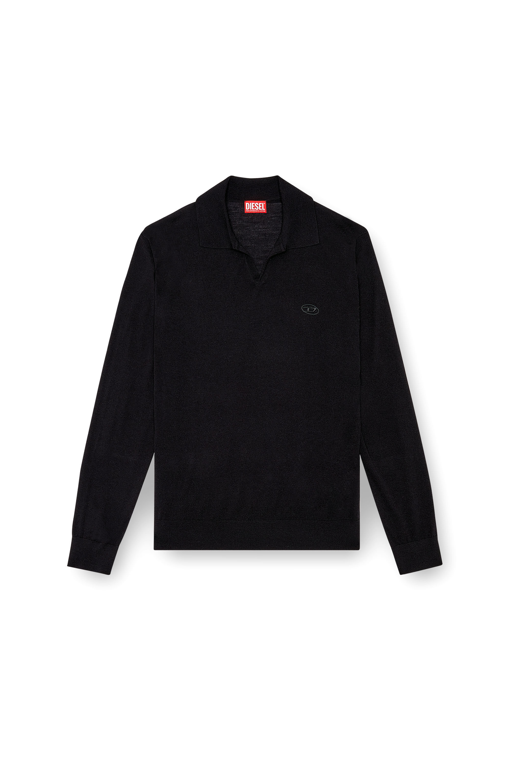 Diesel - K-GLARE, Herren Pullover aus Wolle mit Polokragen in Schwarz - 2