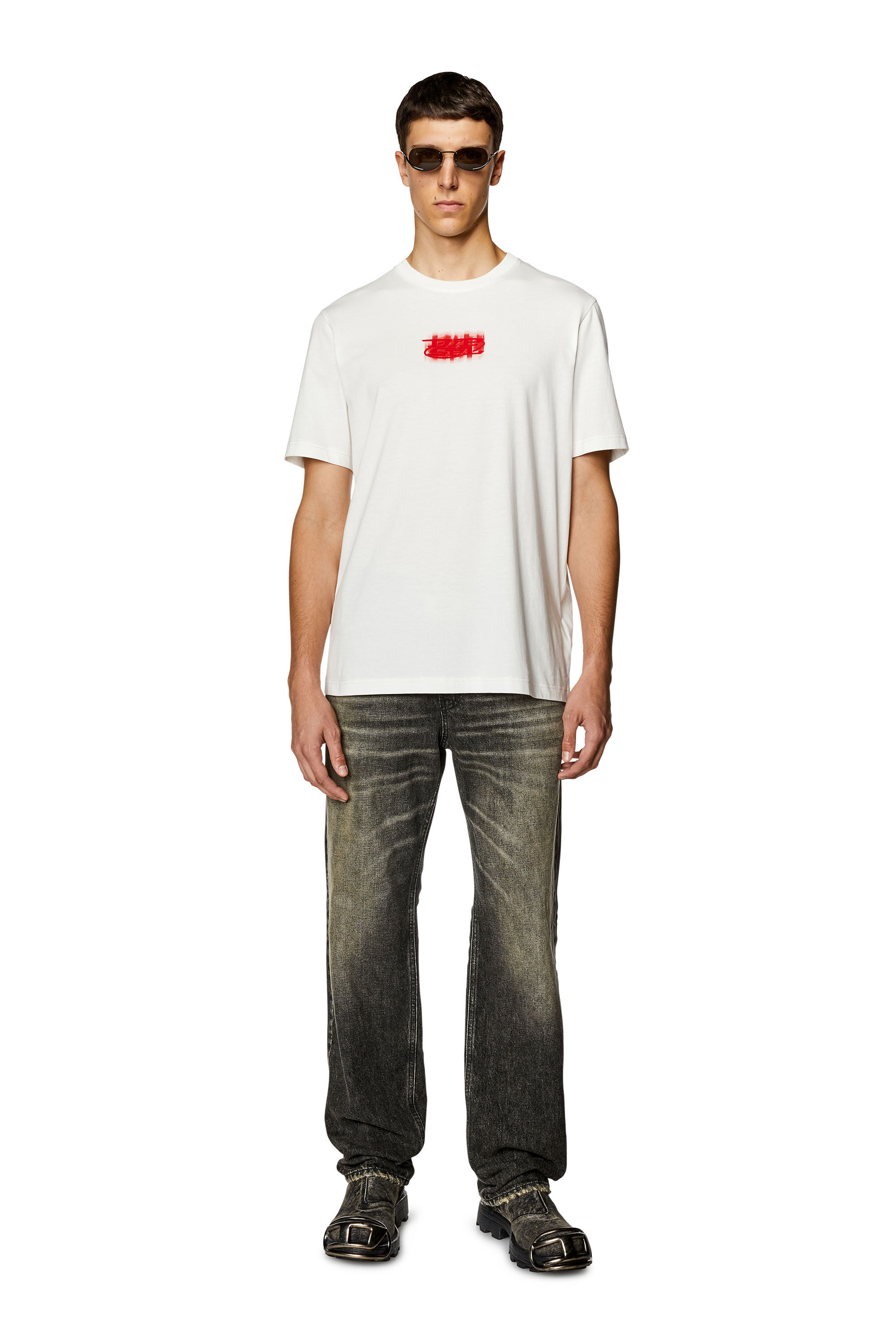 Diesel - T-JUST-N4, Man Logo-flocked T-shirt in organic cotton in White - Image 1