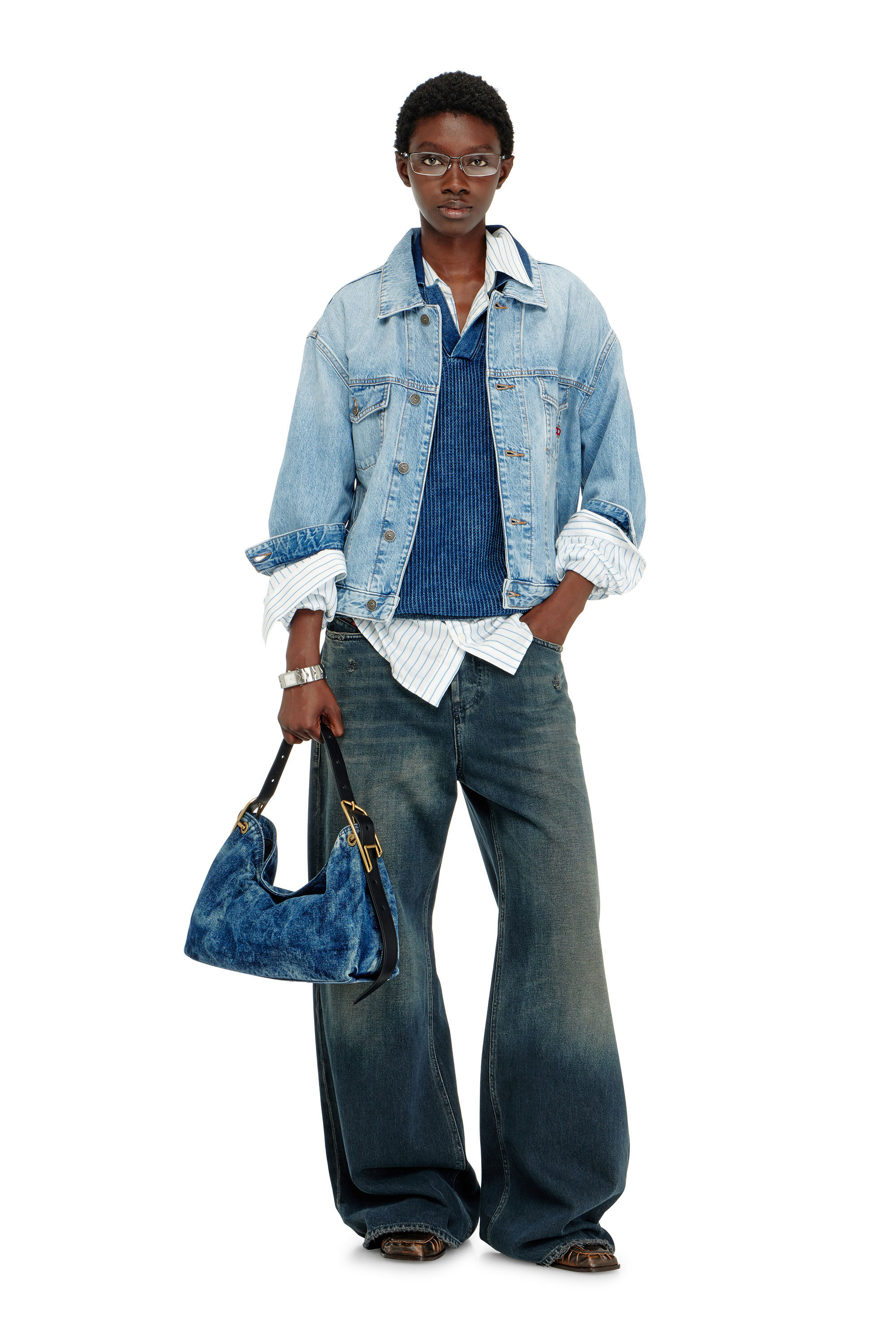 Diesel - D-RANGER, Unisex Trucker-Jacke aus denim in Hellblau - 7