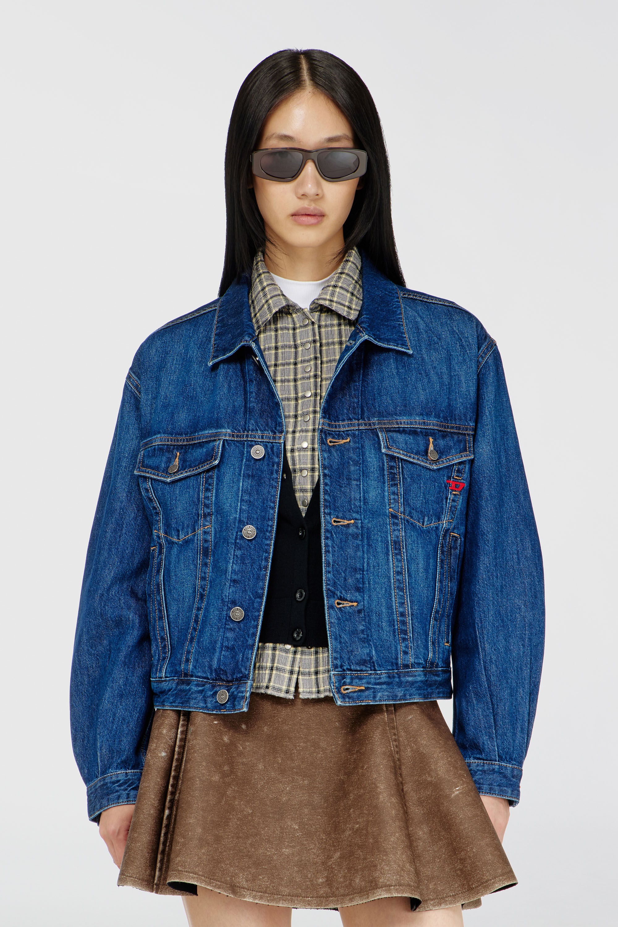 Diesel - D-RANGER, Herren Truckerjacke aus Denim in Mittelblau - 3