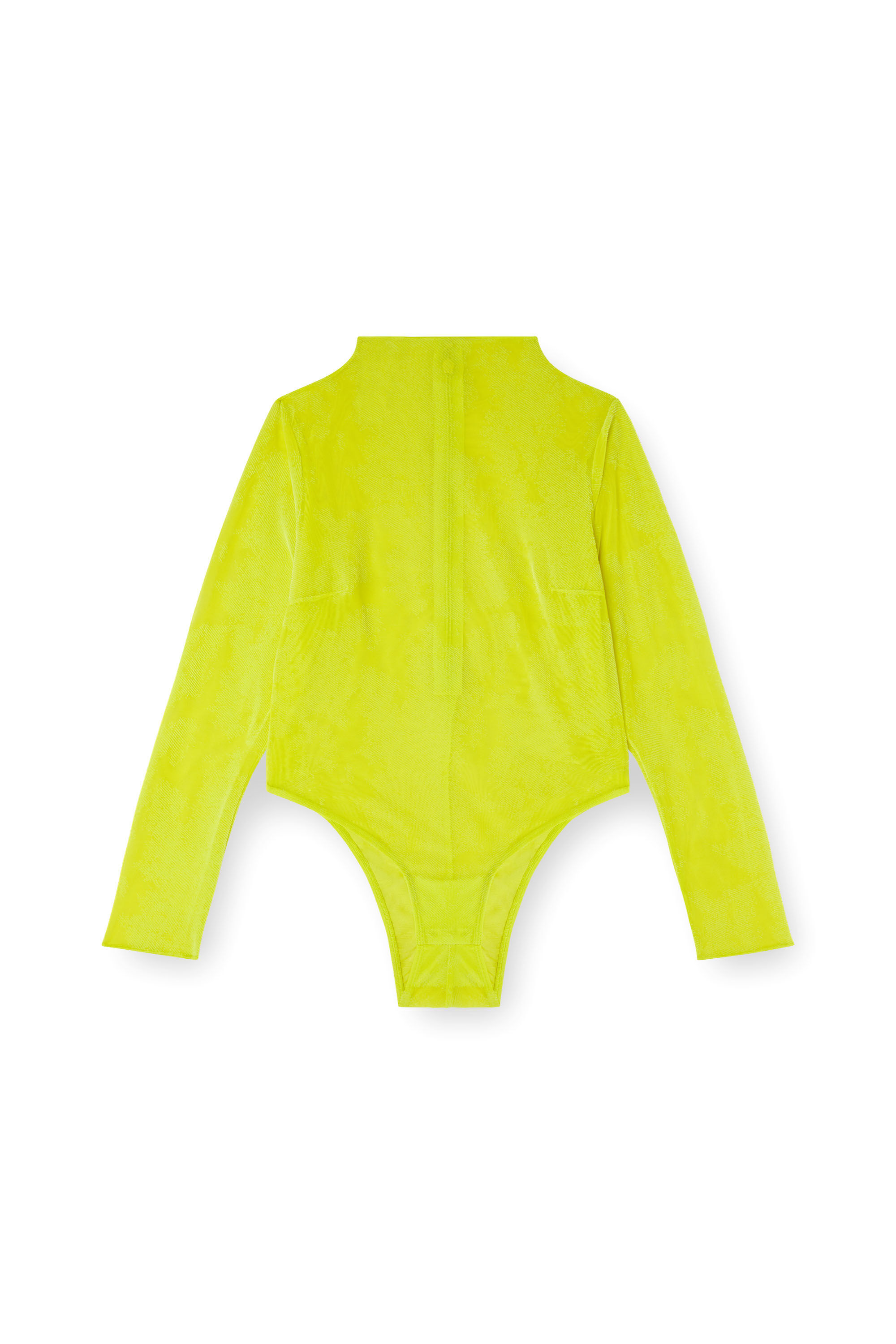 Diesel - C-LONG-SLEEVE-BODYSUIT, Damen Rollkragen-Bodysuit aus beflocktem Mesh in Neongrün - 2