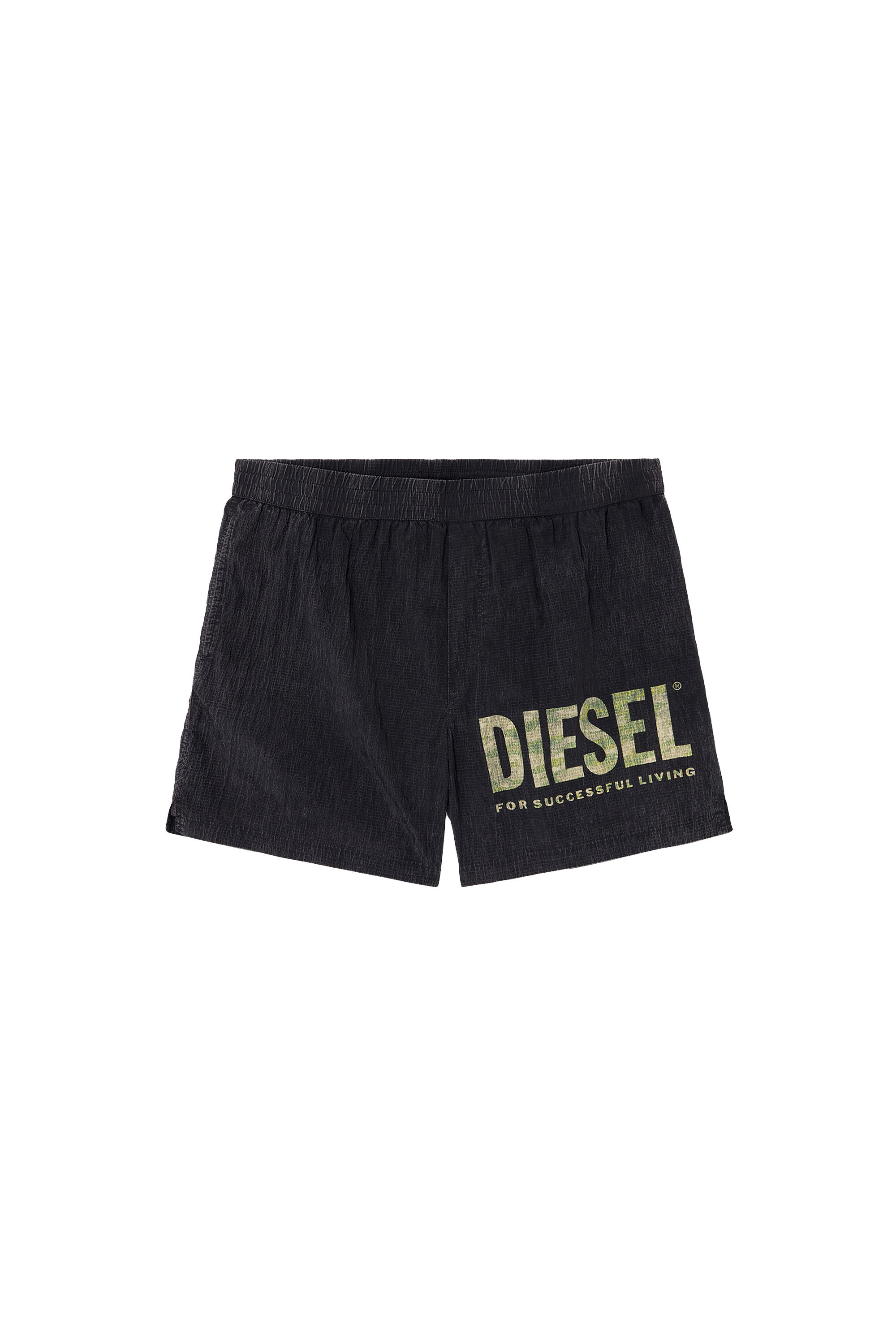 Diesel - RIO-41-UTLT, Herren Mittellange Badeshorts aus Camo-Ripstop in Schwarz/Grün - 1