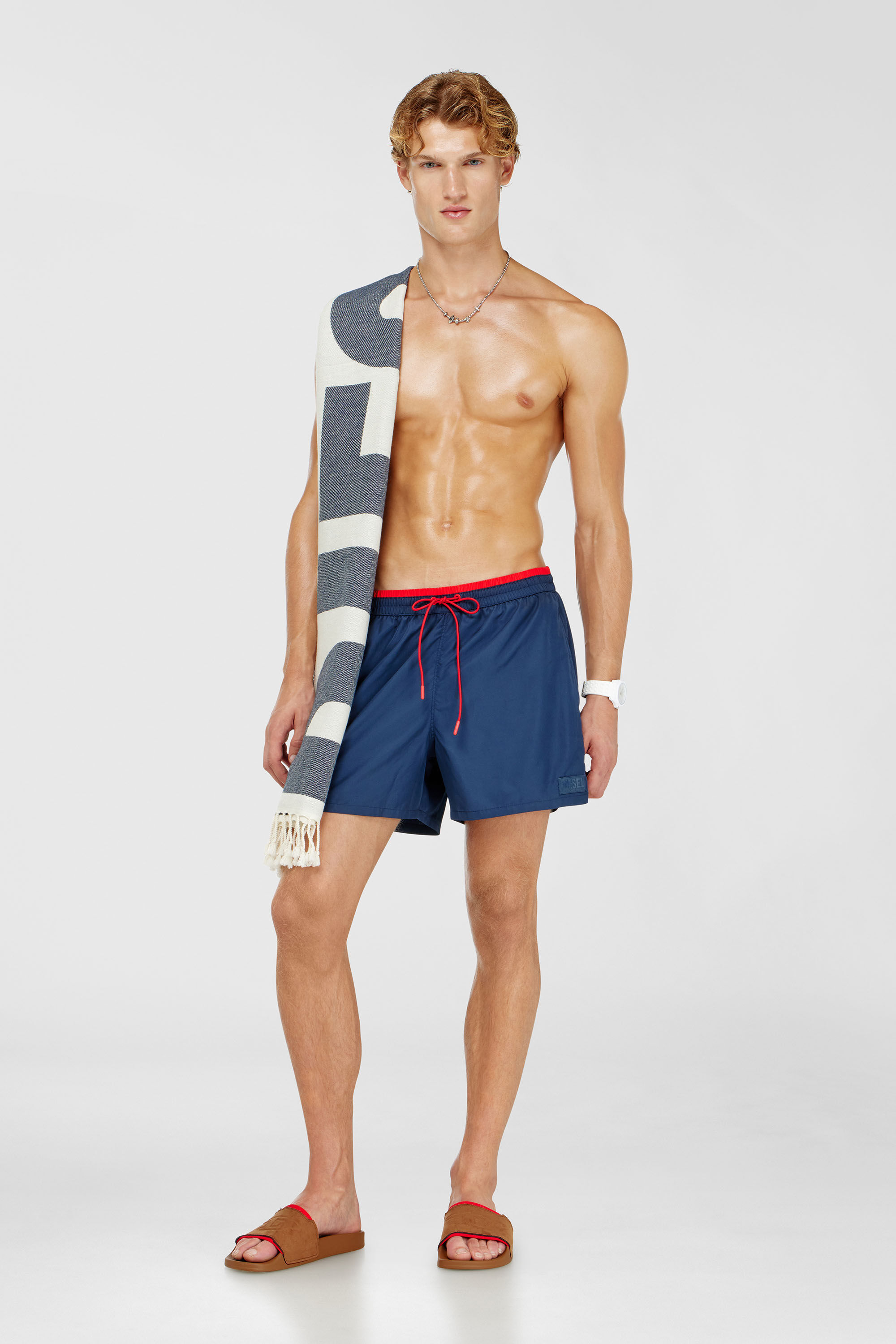 Diesel - JOEL-37-D-CORE, Herren Badeshorts mit kontrastierendem Bundabschluss in Blau - 2
