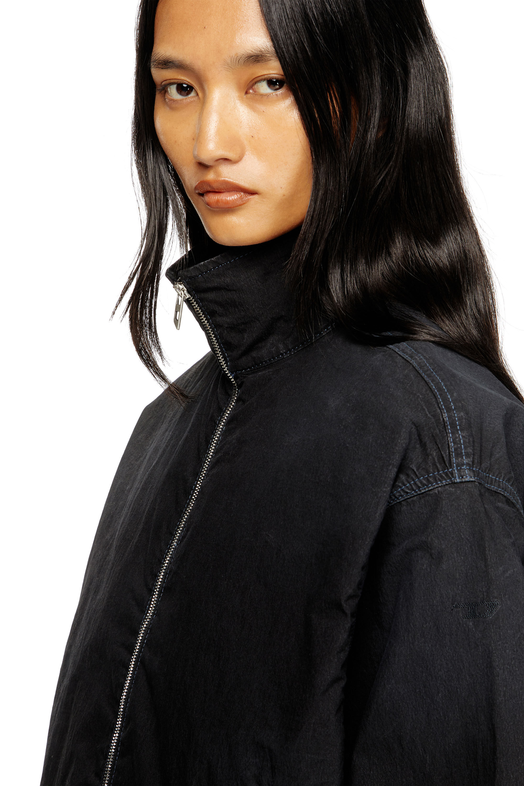 Diesel - DE-SANDERZ JOGG, Damen Technische hochgeschlossene Jacke aus JoggJeans in Schwarz - 5