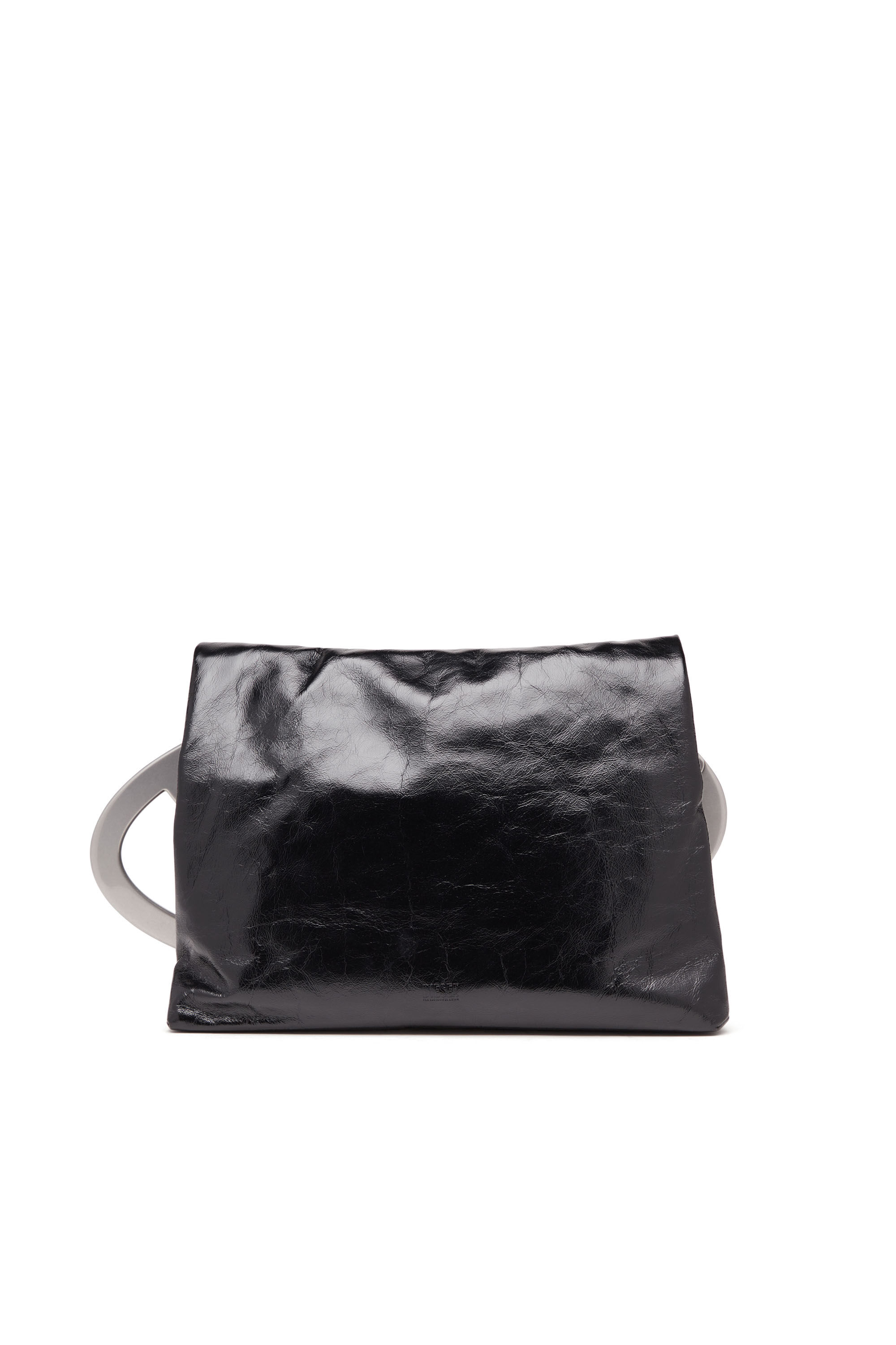 Damen Big D Clutch Tasche aus Crinkle Leder Schwarz Diesel