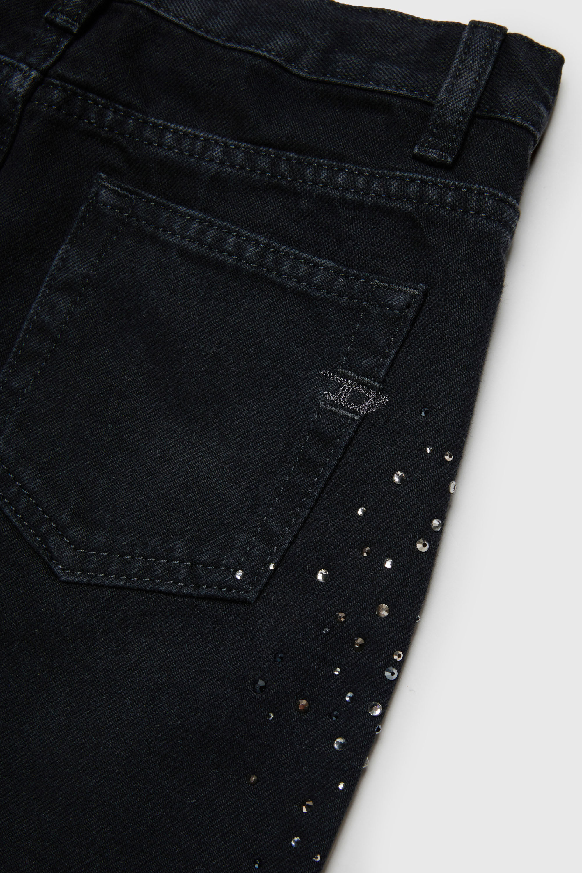 Diesel - GIANNA-SP, Damen Verwaschener Denim-Minirock mit Strasssteinen in Schwarz/Dunkelgrau - 4