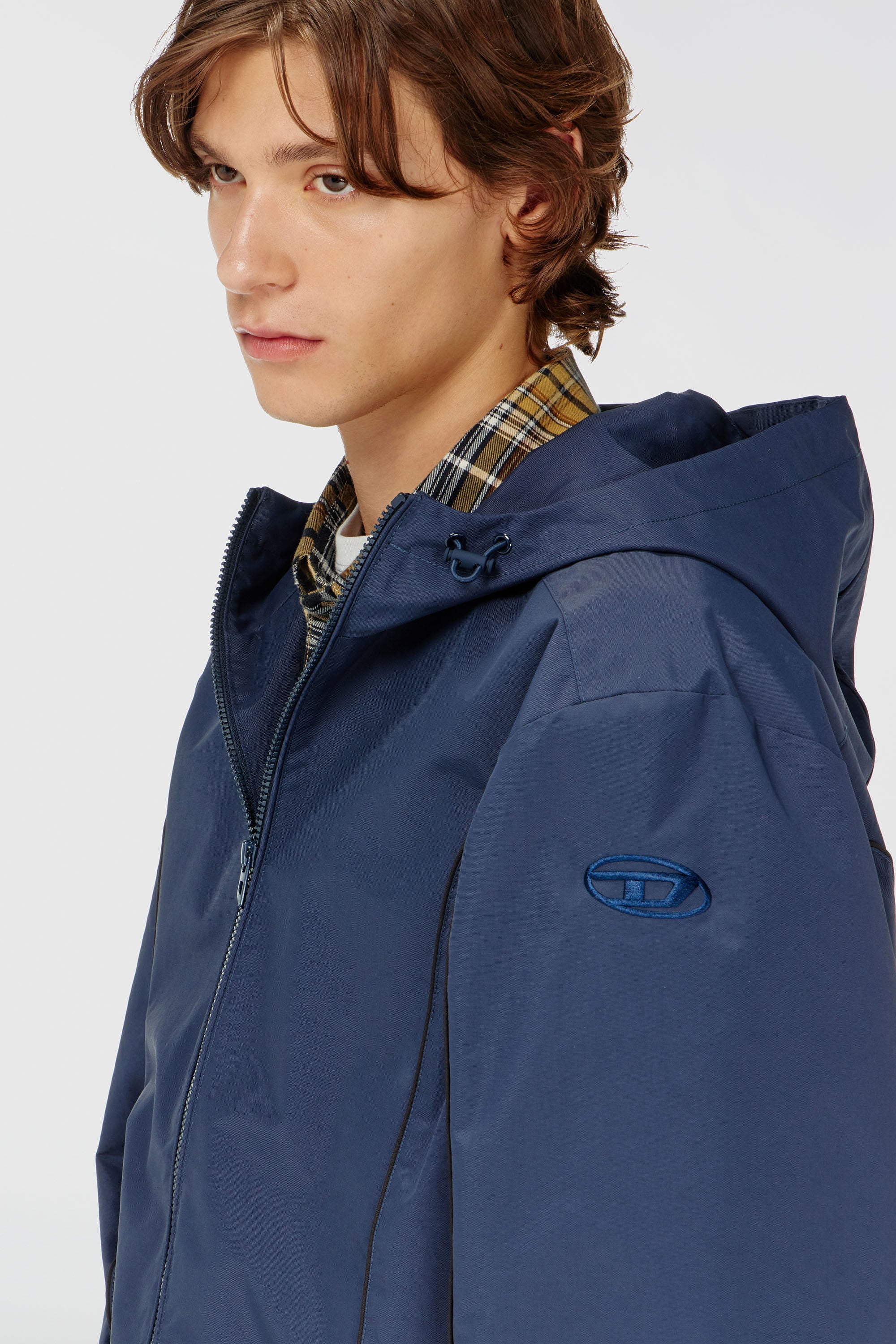 Diesel - J-HIVES-WRD, Herren Windbreaker mit Kontrastpaspeln in Blau - 5