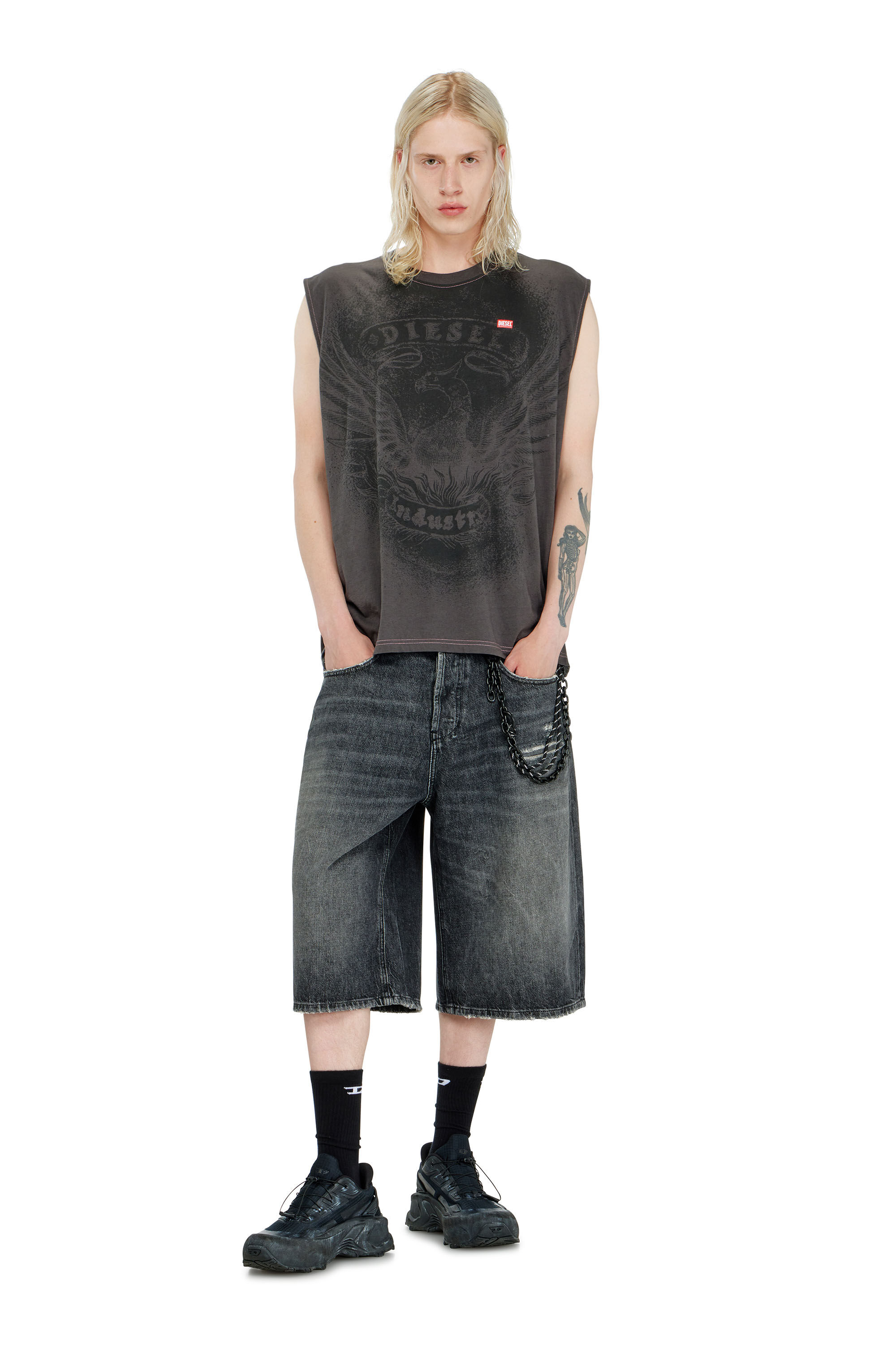 Diesel - T-BOXT-SL-NOTCH, Herren &Auml;rmelloses Top aus Baumwolle mit tonaler Grafik in null - 1