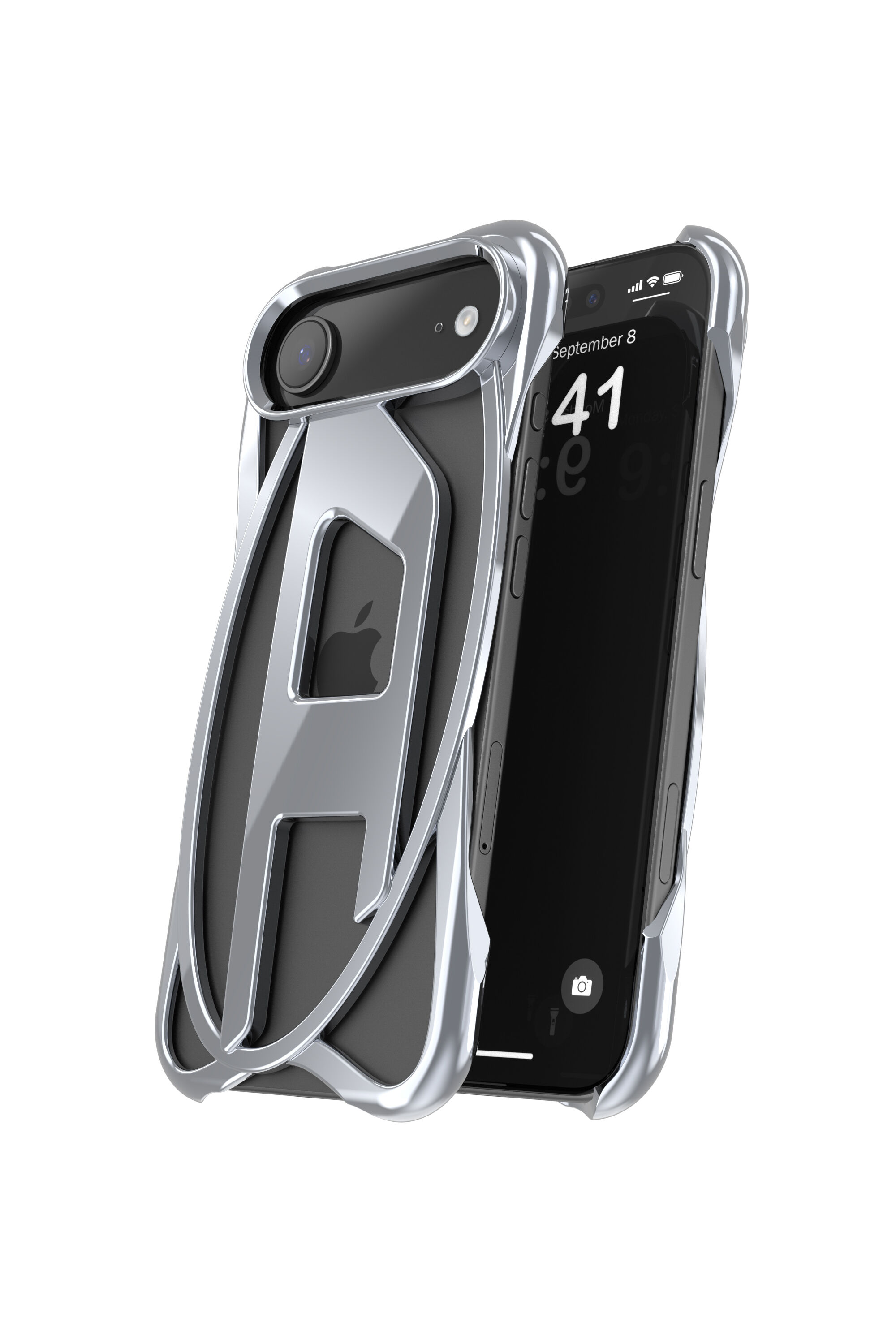 Damen Caged D Glänzende Hülle für iPhone 17 Air | Grau | Diesel