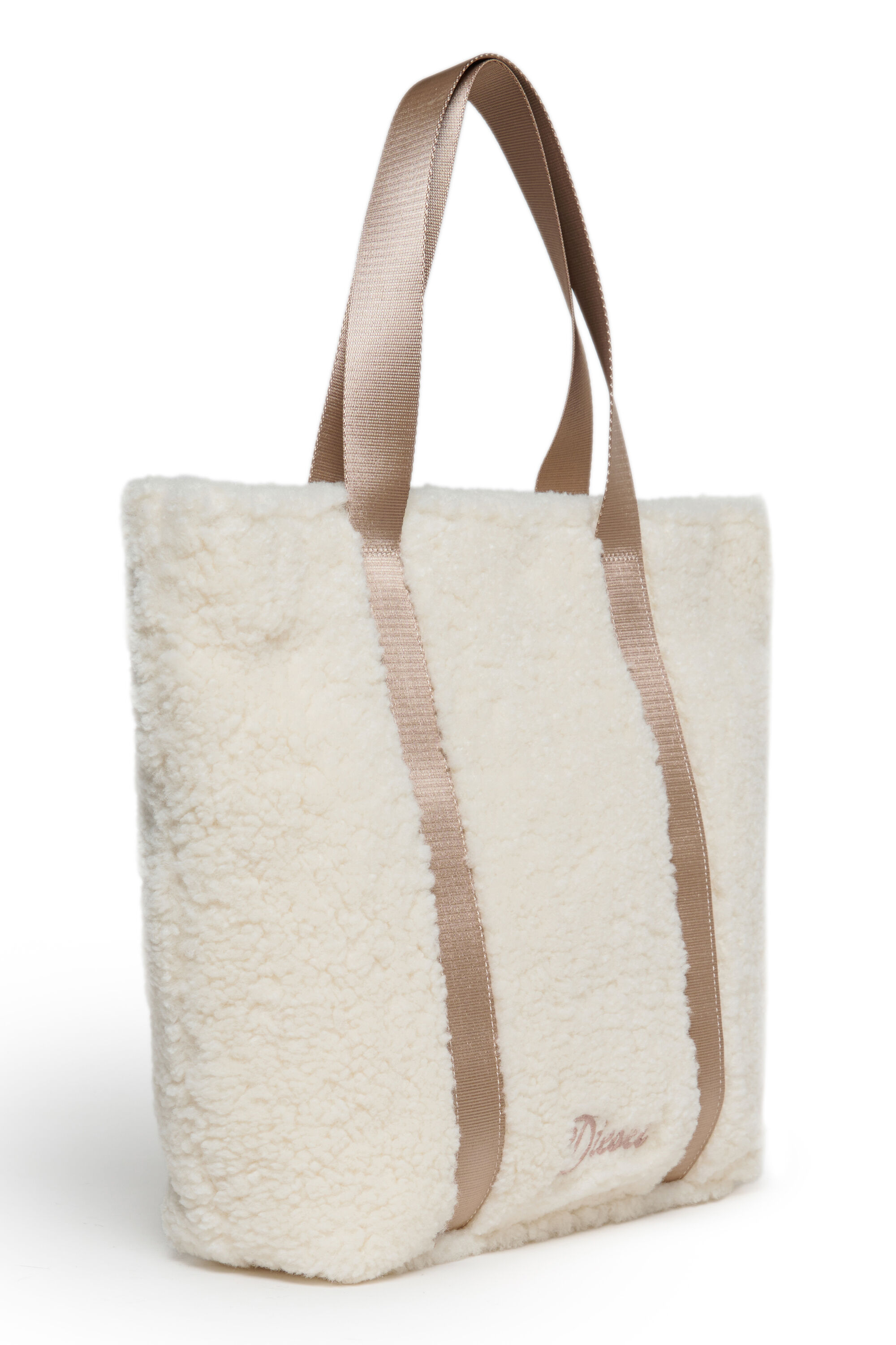 Diesel - WIXA, Damen WIXA - Tote-Bag aus Teddy-Fleece in Wei&szlig; - 3
