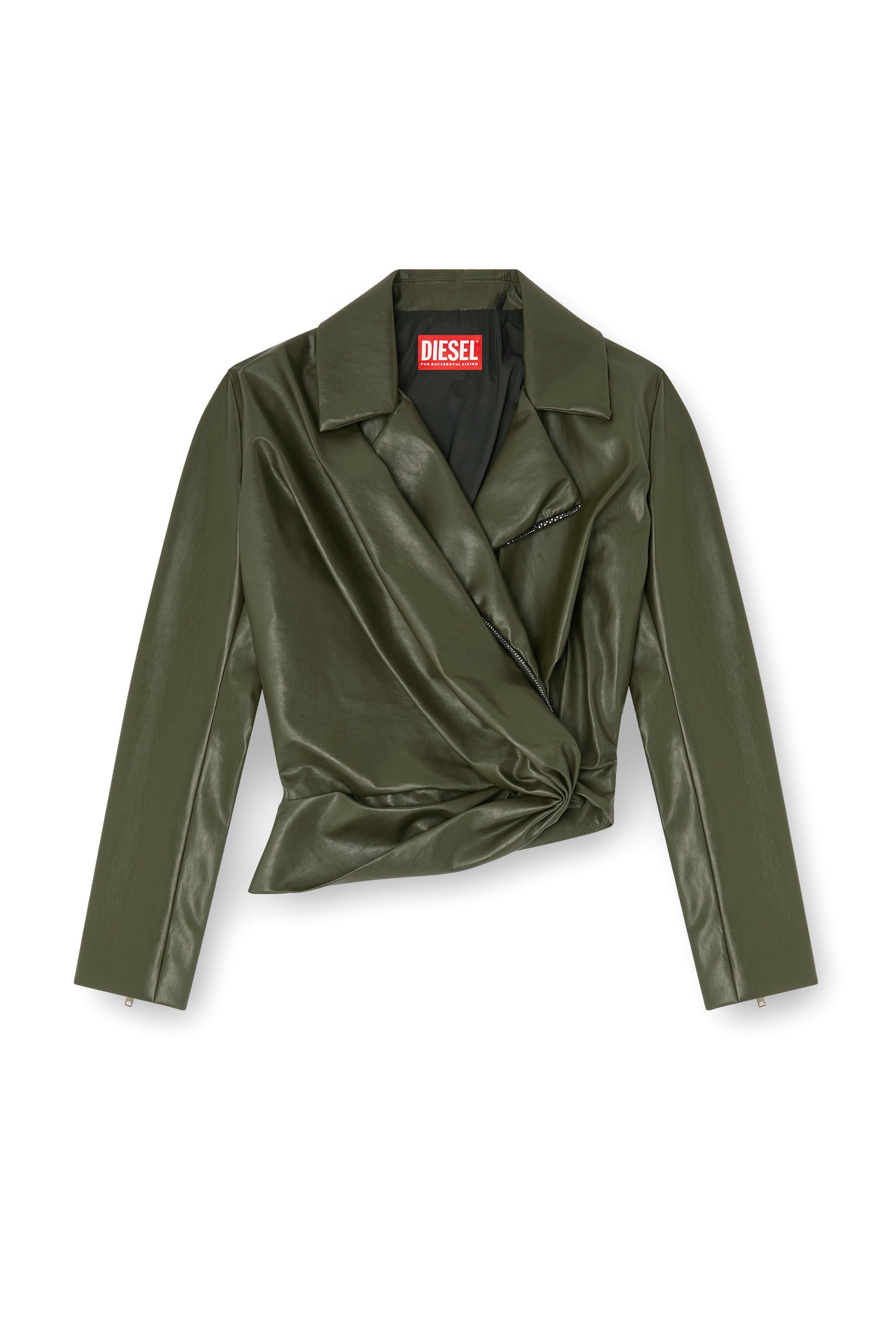 Diesel - G-DRAP, Damen Jacke mit drapiertem Wickeleffekt in Gr&uuml;n - 2
