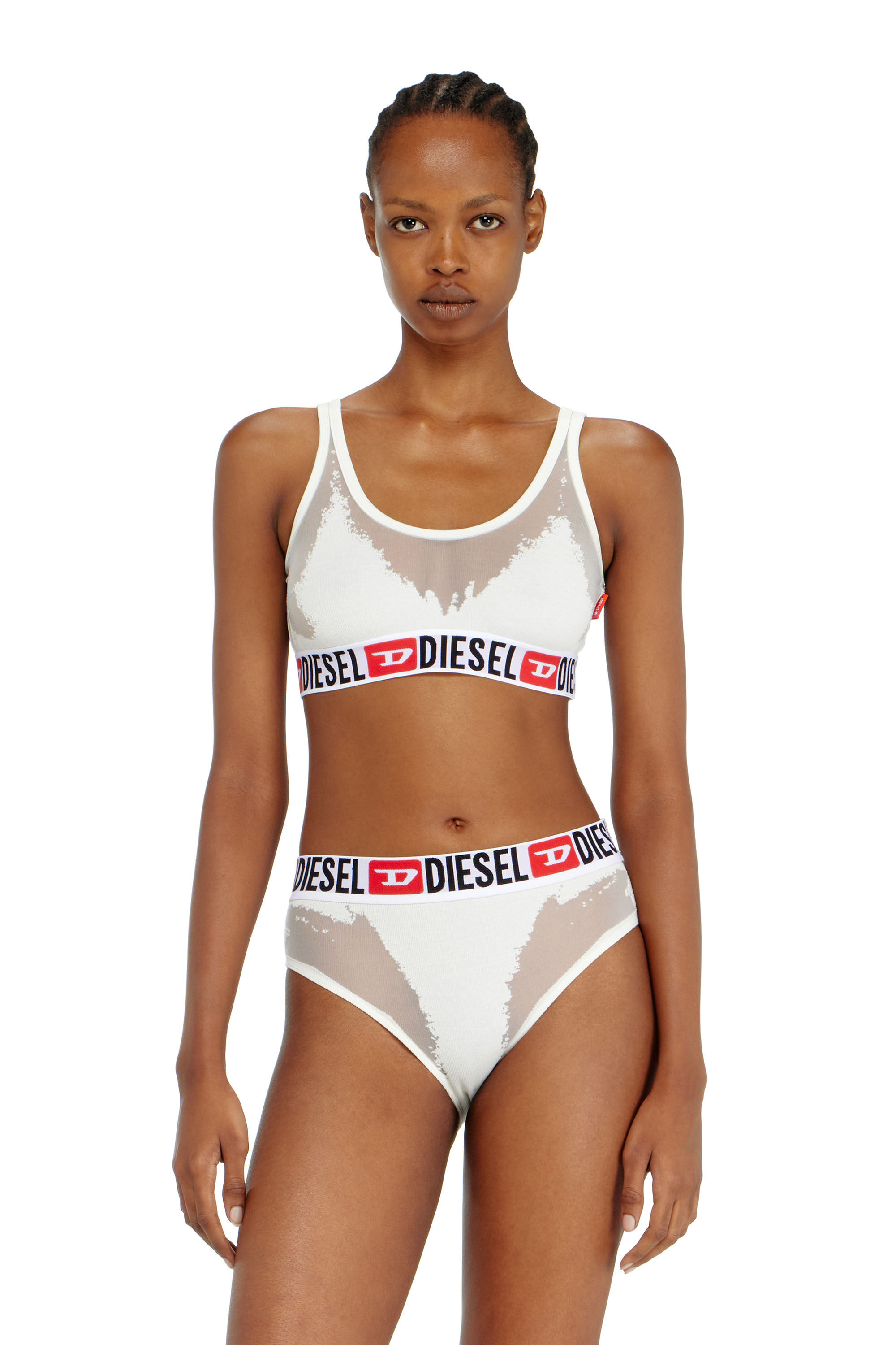 Diesel - PR-ORIBA-D-CORE, Damen Bralette mit transparentem Devor&eacute;-Effekt in Wei&szlig; - 3