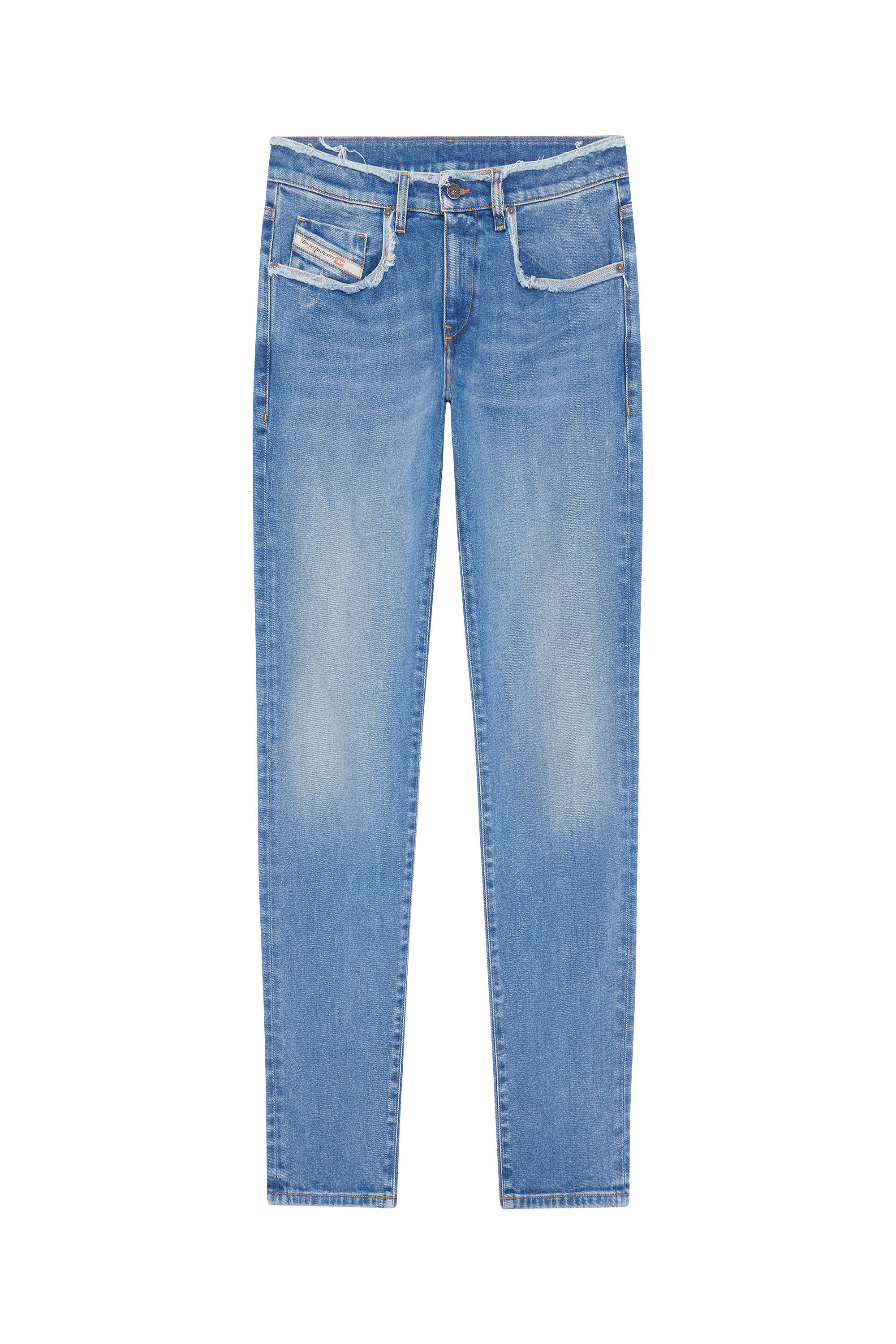 Diesel - 2019 D-Strukt 09E19 Slim Jeans, Mittelblau - Image 1