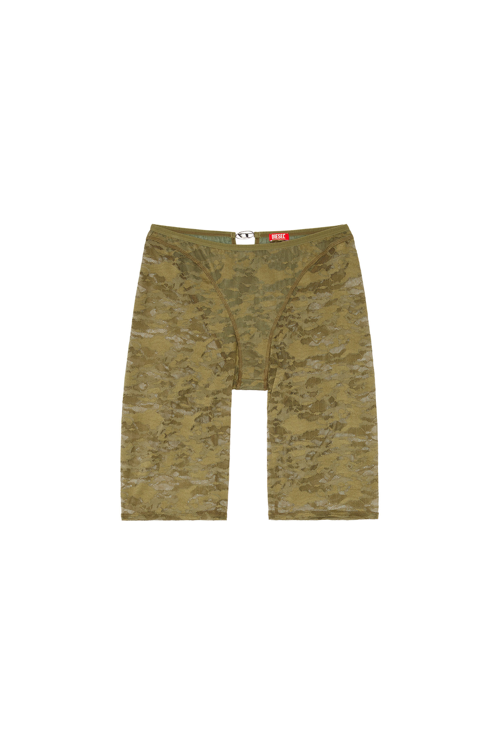 Diesel - UFLB-D-OVAL-LACE-SHORT, Damen Camouflage-Spitzen-Shorts mit Oval D-Plakette in Armeegrün - 2