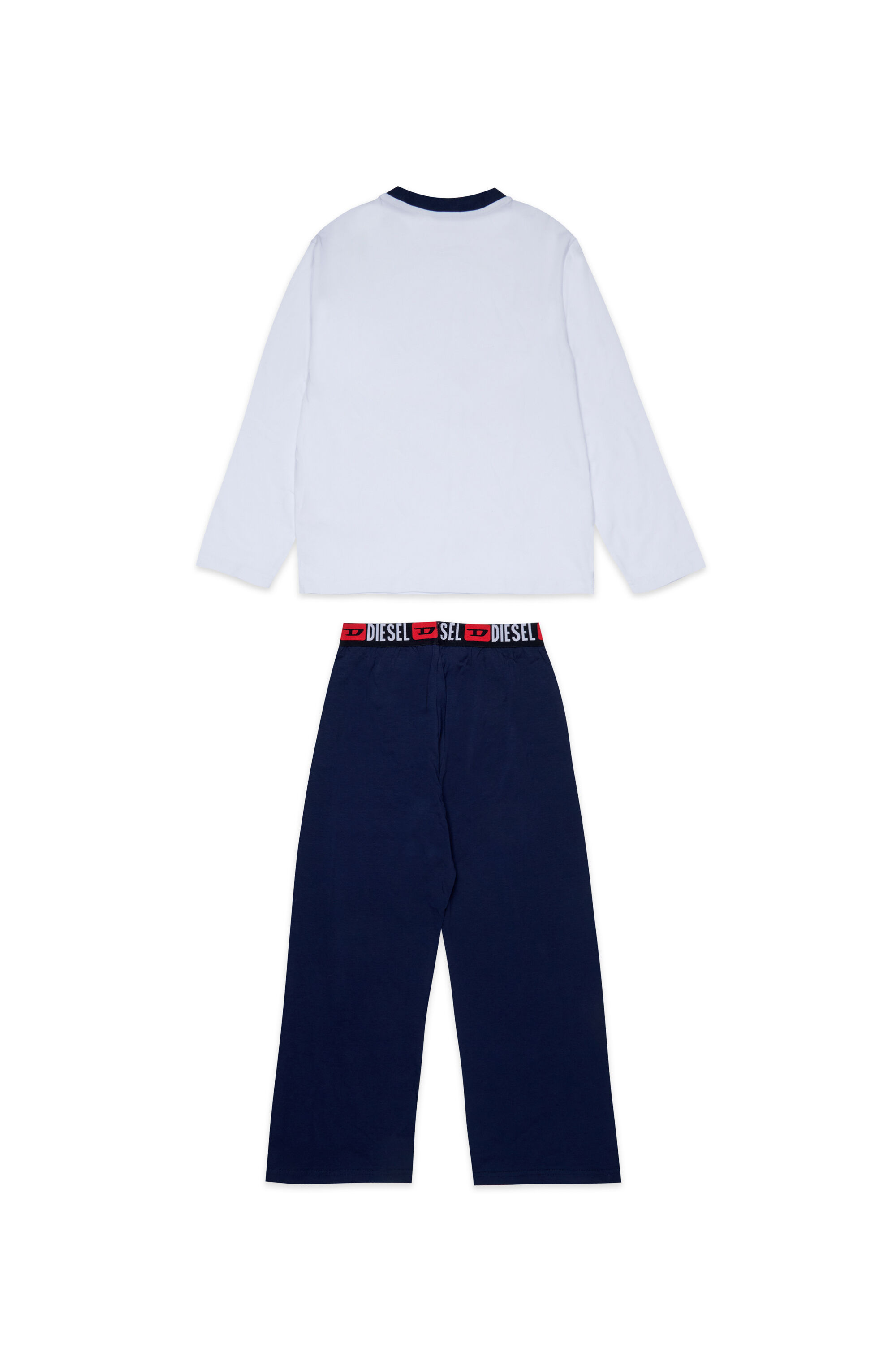 Diesel - UNIV, Man's Pyjama set in stretch cotton in Blue/White - 2