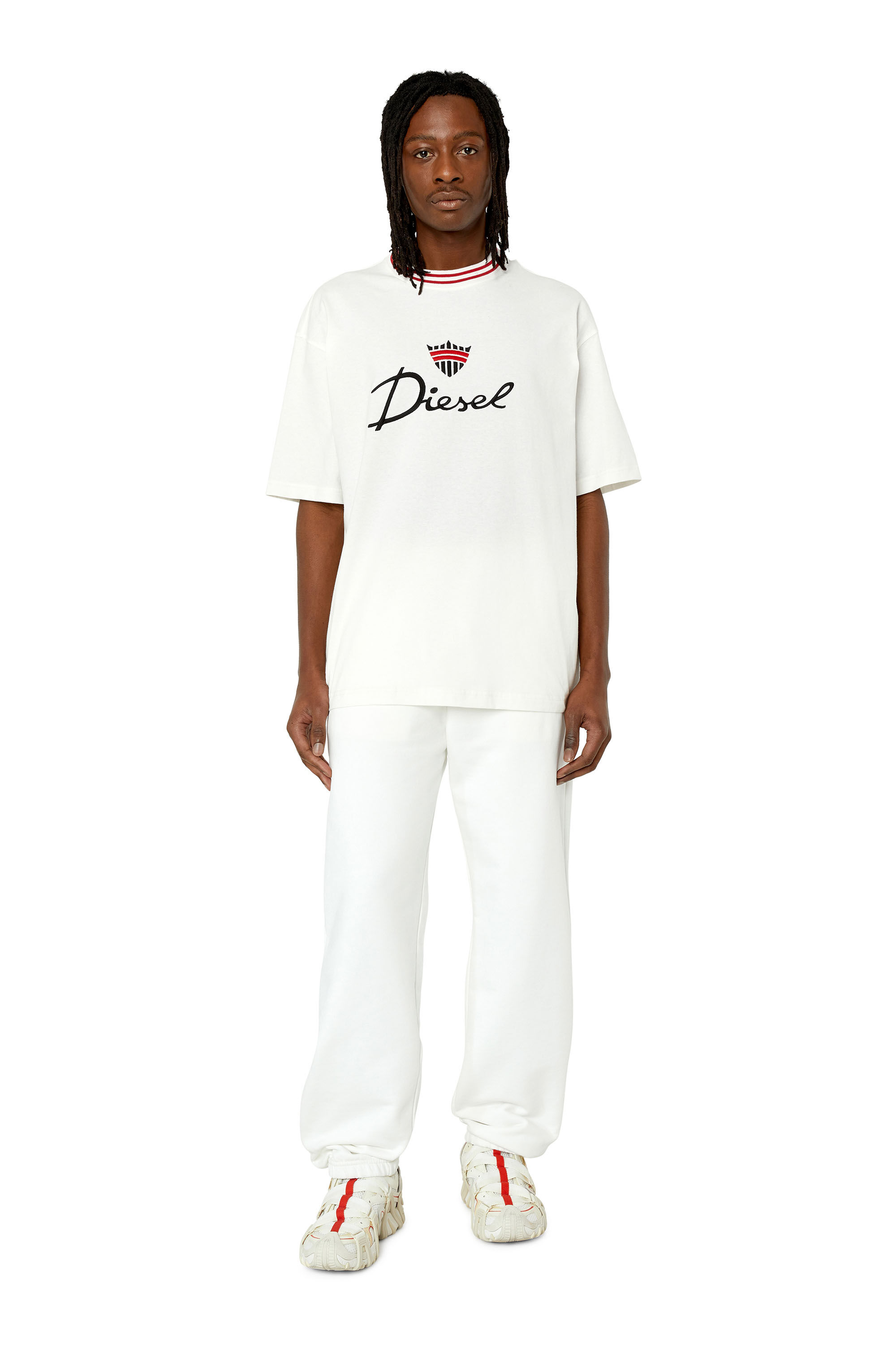 Diesel - T-WASH-G6, Herren T-Shirt mit Kronenlogo-Stickerei in Weiß - 1