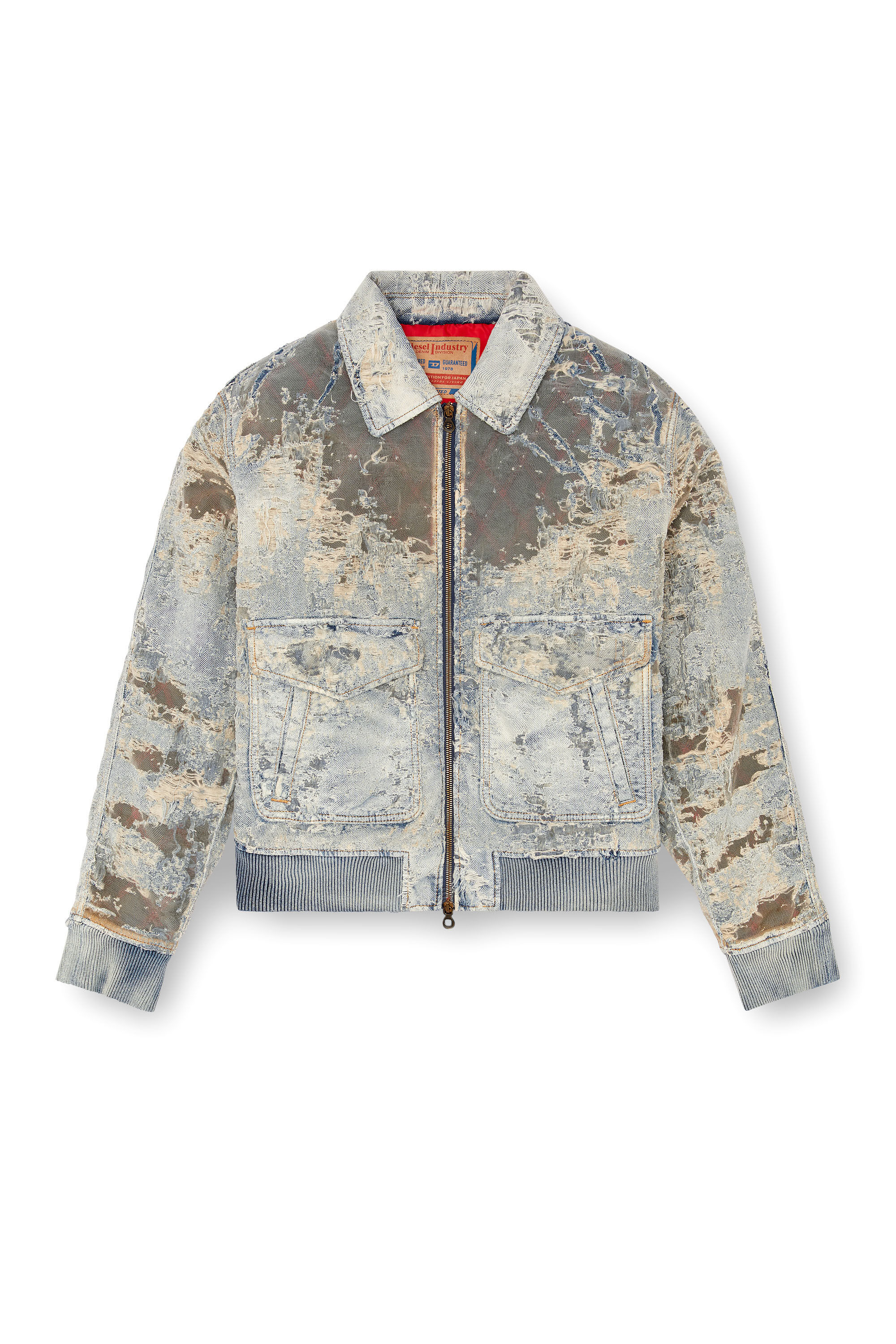 Diesel - D-MUDDY-FSF, Herren Fliegerjacke aus Devoré-Denim in Hellblau - 2