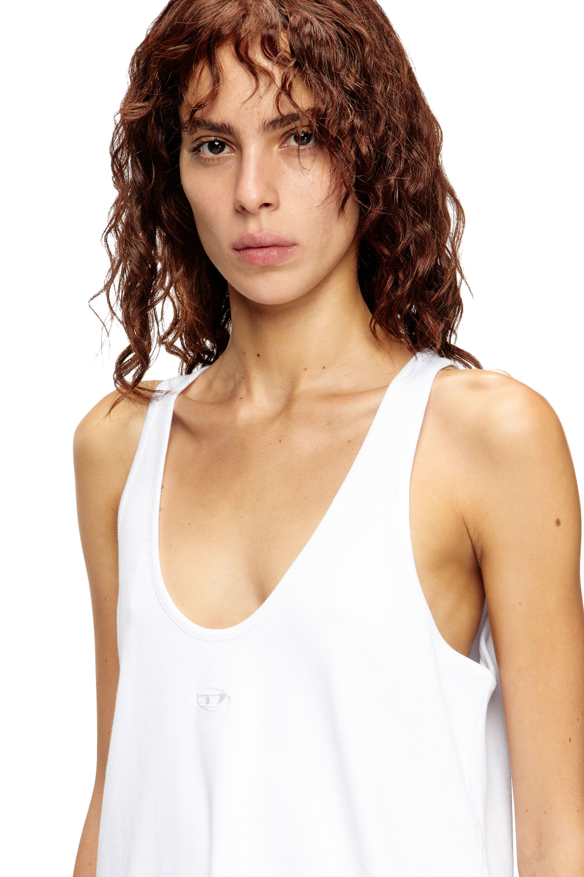 Diesel - T-IPSYA-LKDS, Damen Geripptes Tanktop mit Oval D in Weiß - 5