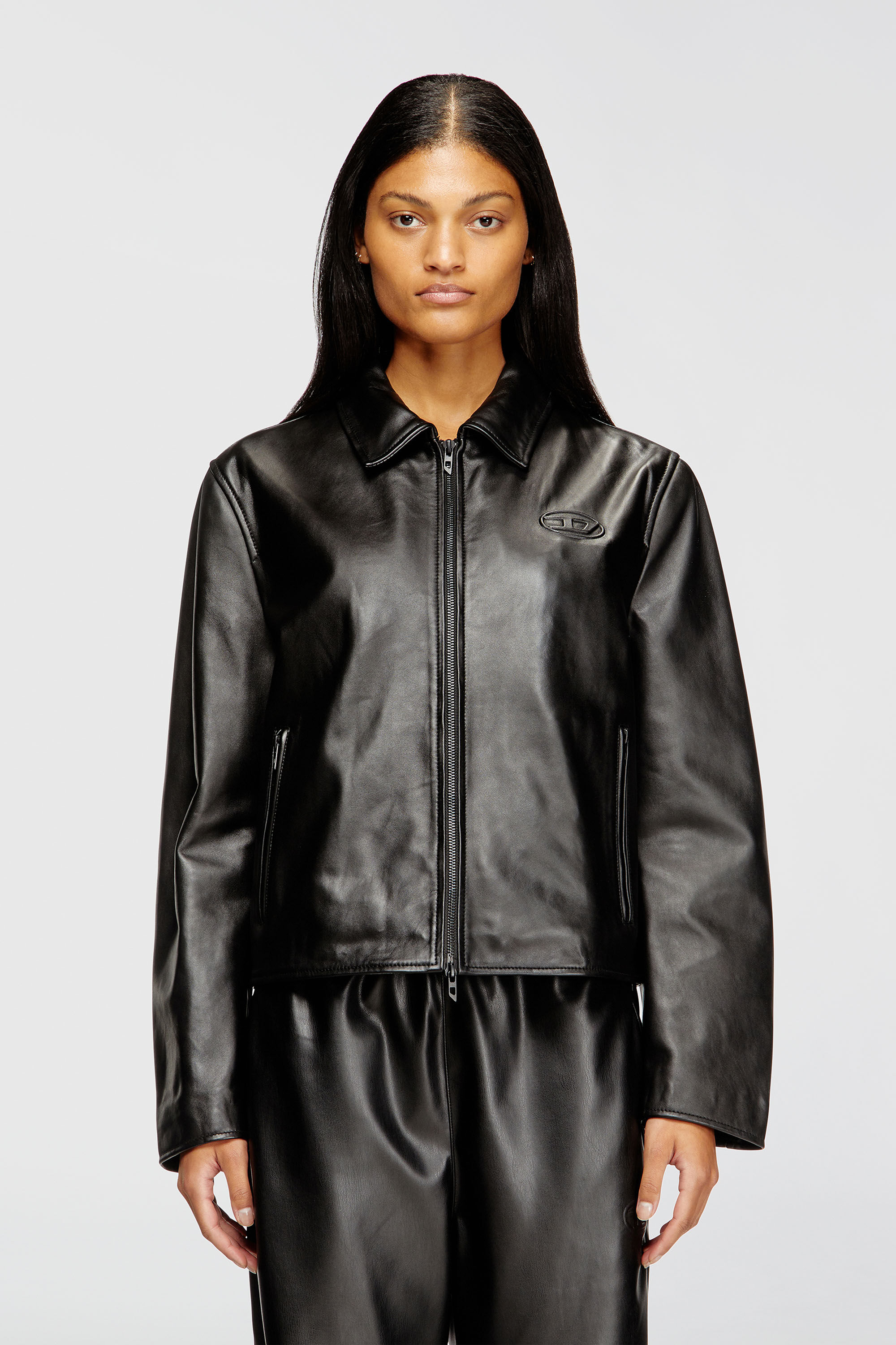 Diesel - L-AMAR-FEM-S2, Damen Coachjacke aus Leder in Schwarz - 3