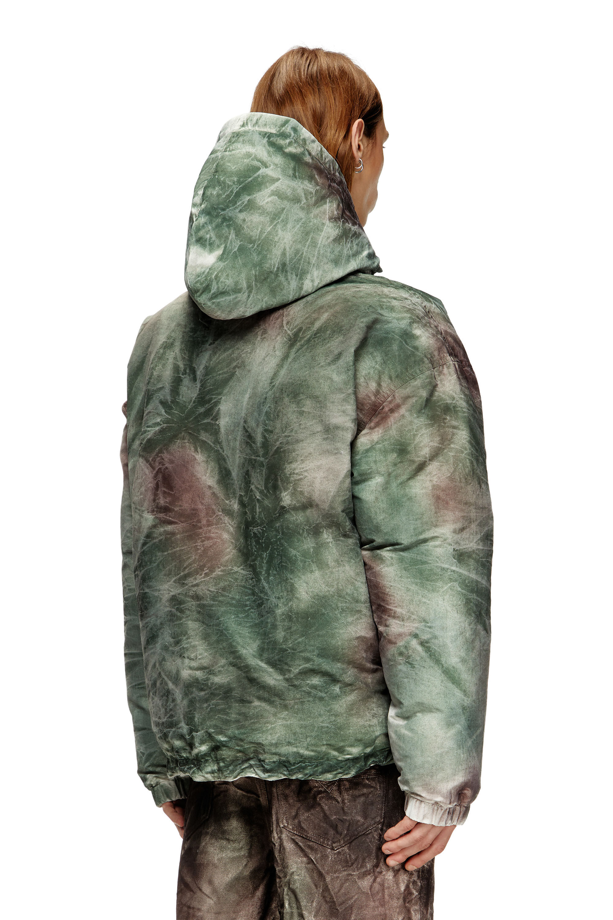 Diesel - W-THUG-JKT-PUFFY, Unisex Gesteppte Kapuzenjacke aus Tarn-Nylon in Braun/Grün - 4