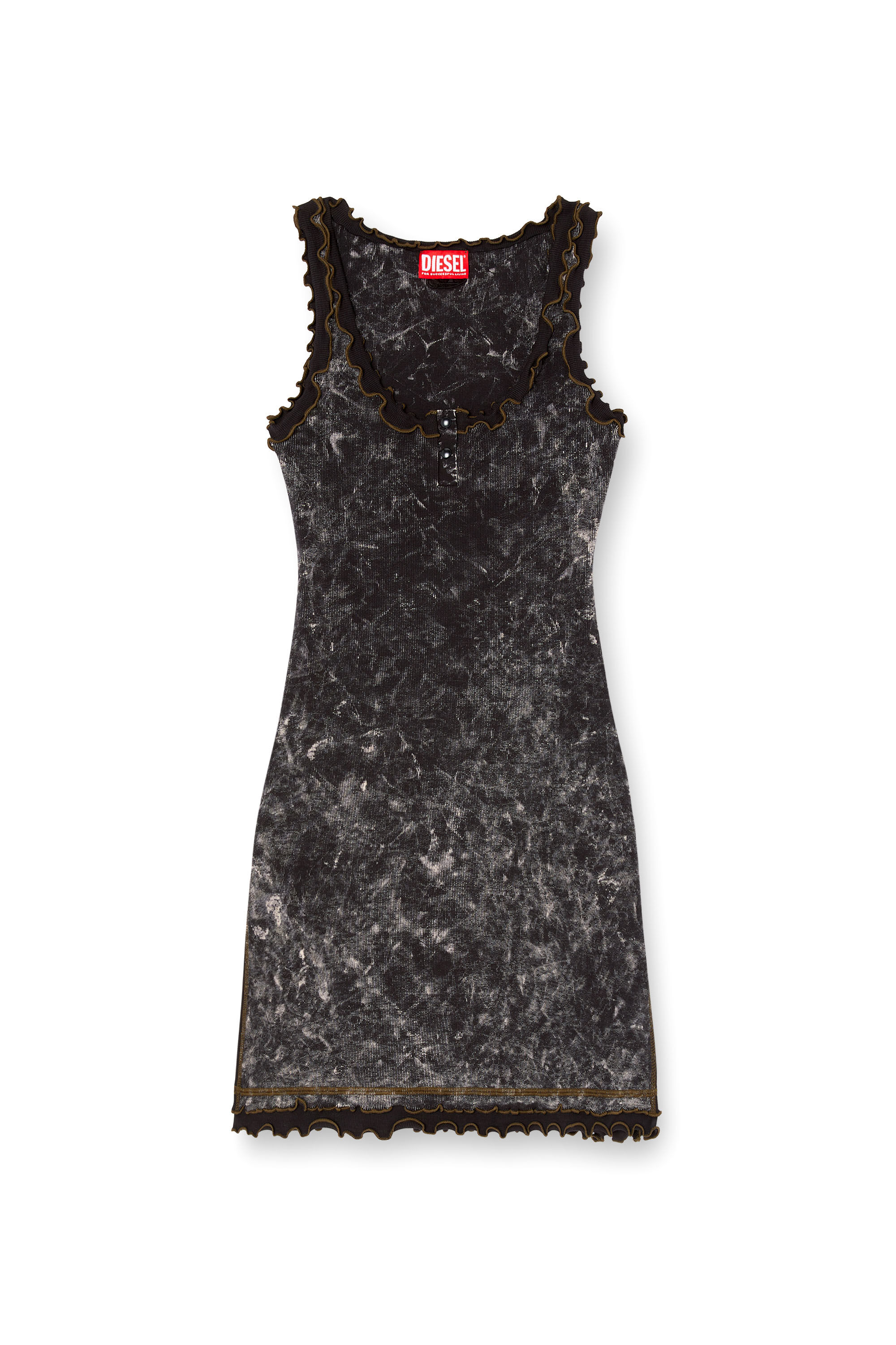 Diesel - D-CERTA, Damen Stretch-Minikleid mit Kontrastbesatz in Schwarz - 2