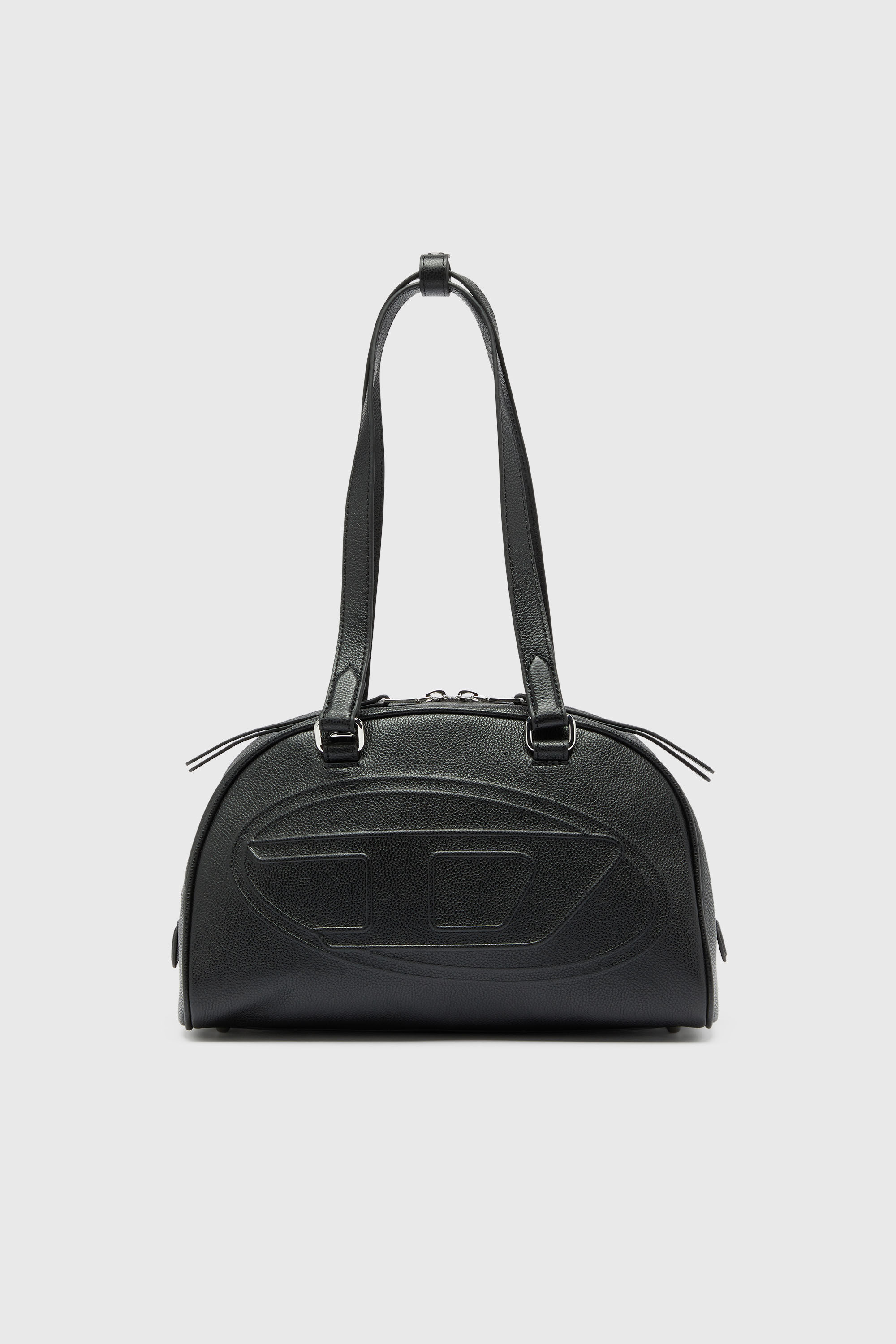 Diesel - 1DR DOME SHOULDER, Unisex 1DR Dome - Boston Bag aus Leder mit gepr&auml;gtem Logo in Schwarz - 2