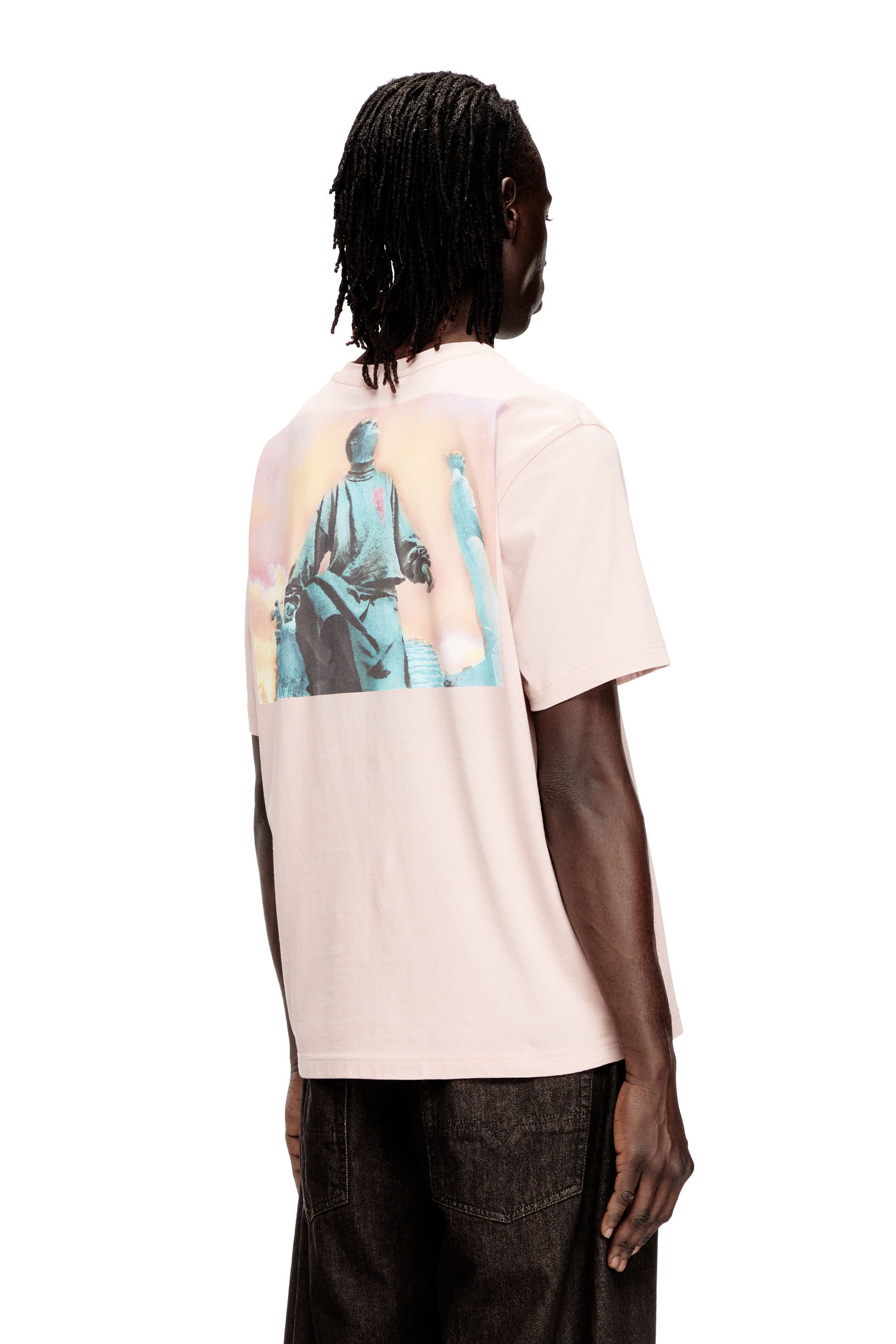 Diesel - T-ADJUST-V10, Herren Reguläres T-Shirt mit Diesel-Patch und Fotoprint in Gesichtspuder - 4