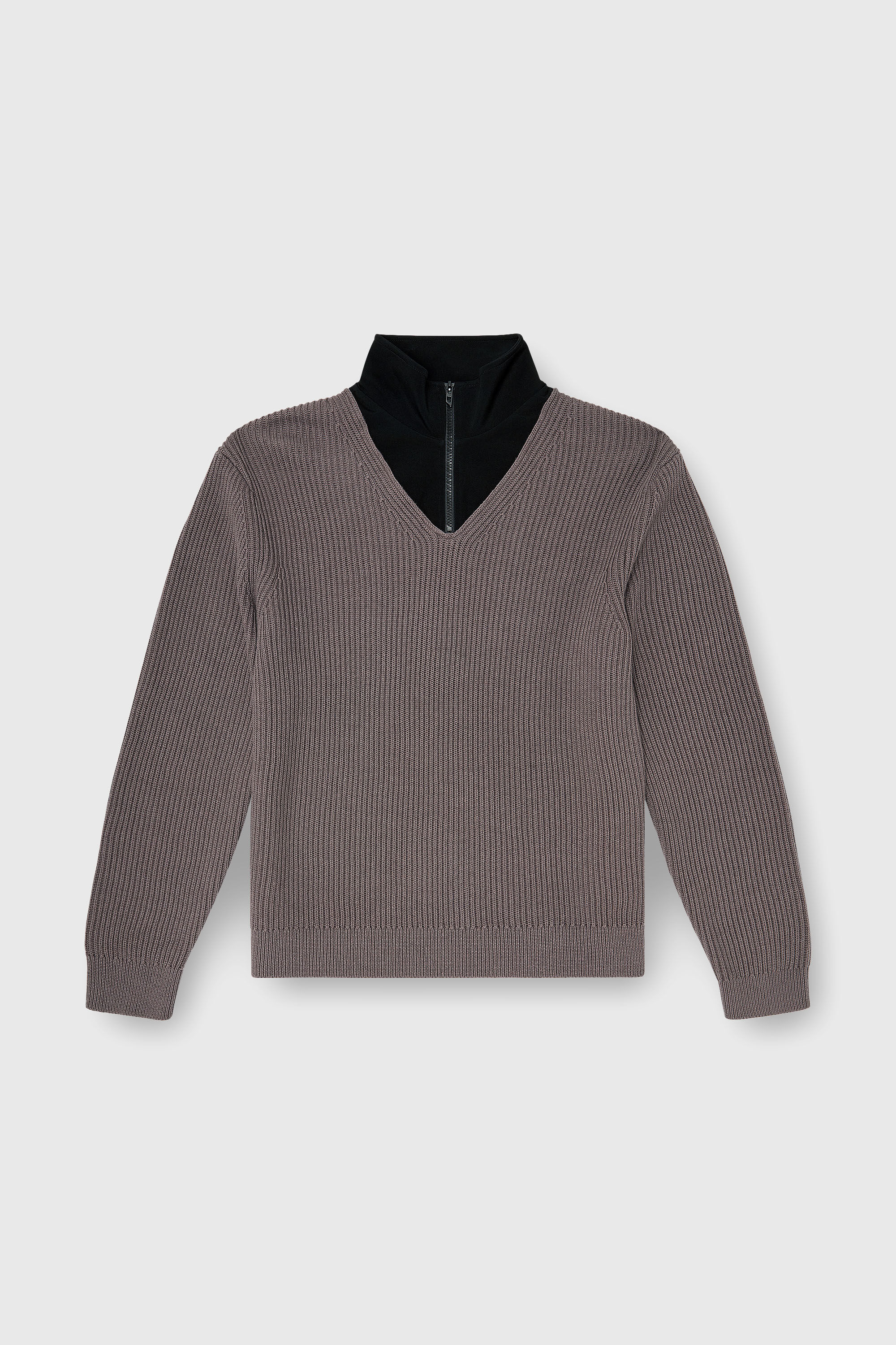 Diesel - K-MAMU, Herren Pullover mit half-zip und doppellagigem Kragen in Schwarz/Grau - 2