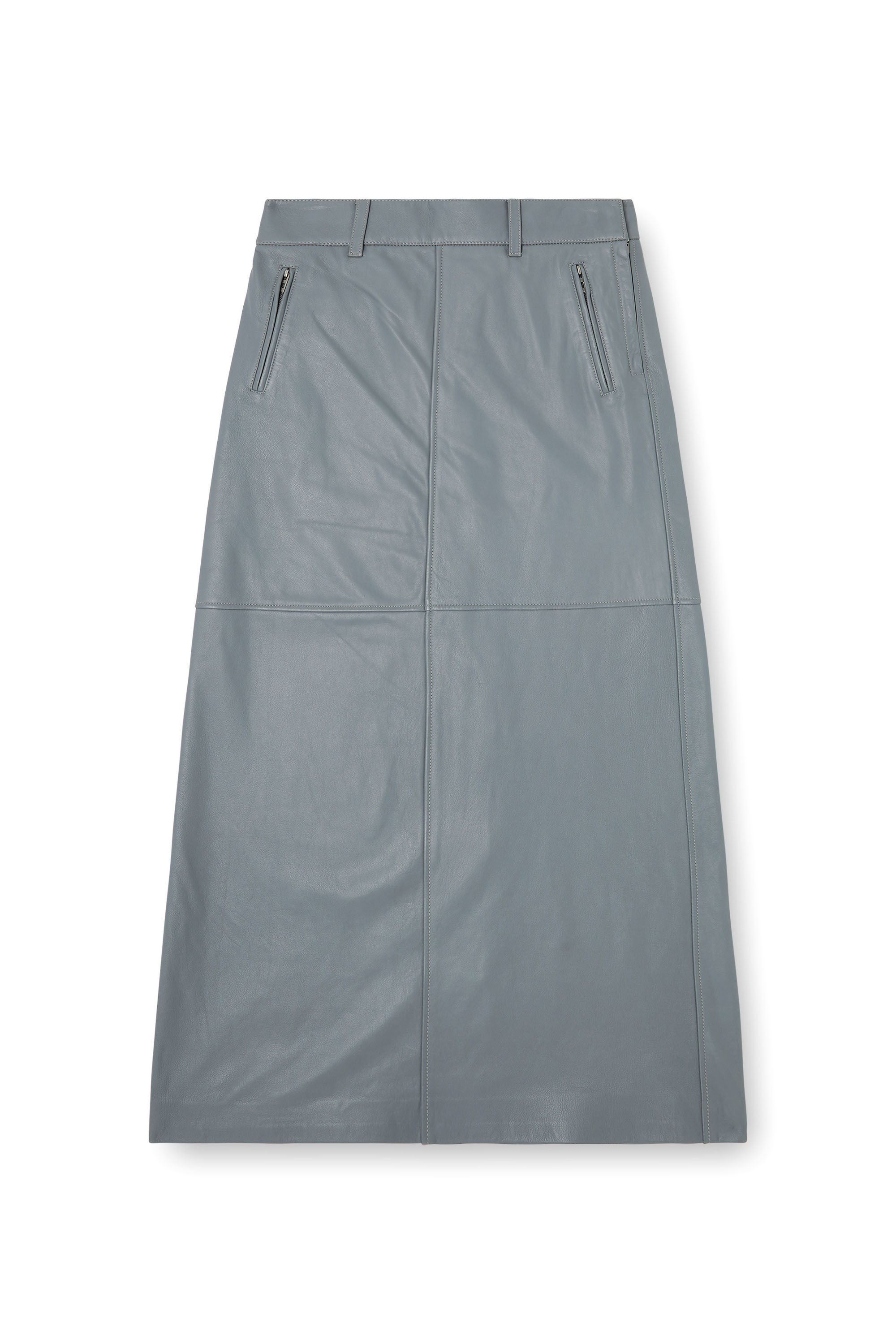 Diesel - L-UCY, Damen Langer Rock aus Leder in Grau - 2