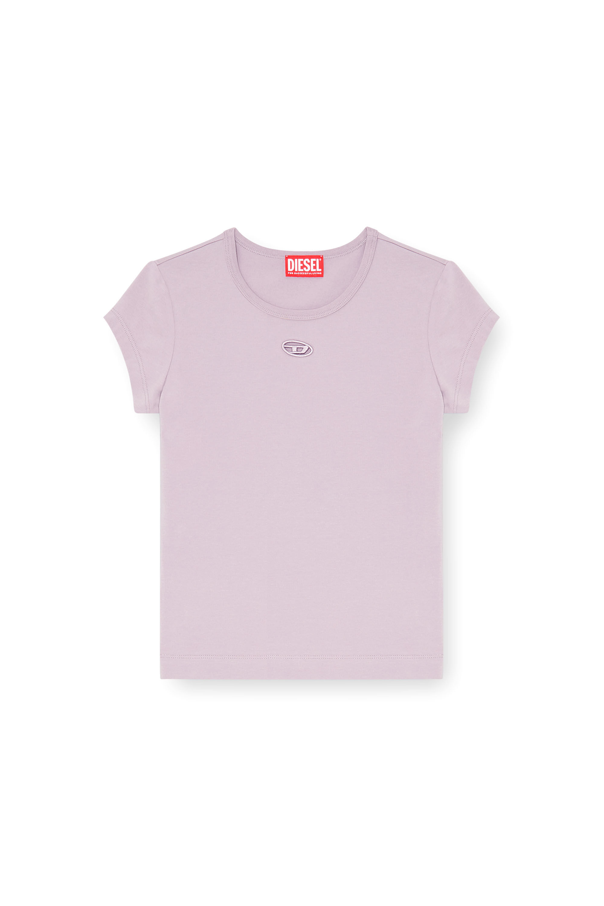 Diesel - T-ANGIE-OD, Damen T-Shirt mit ausgeschnittenem, besticktem Logo in null - 2