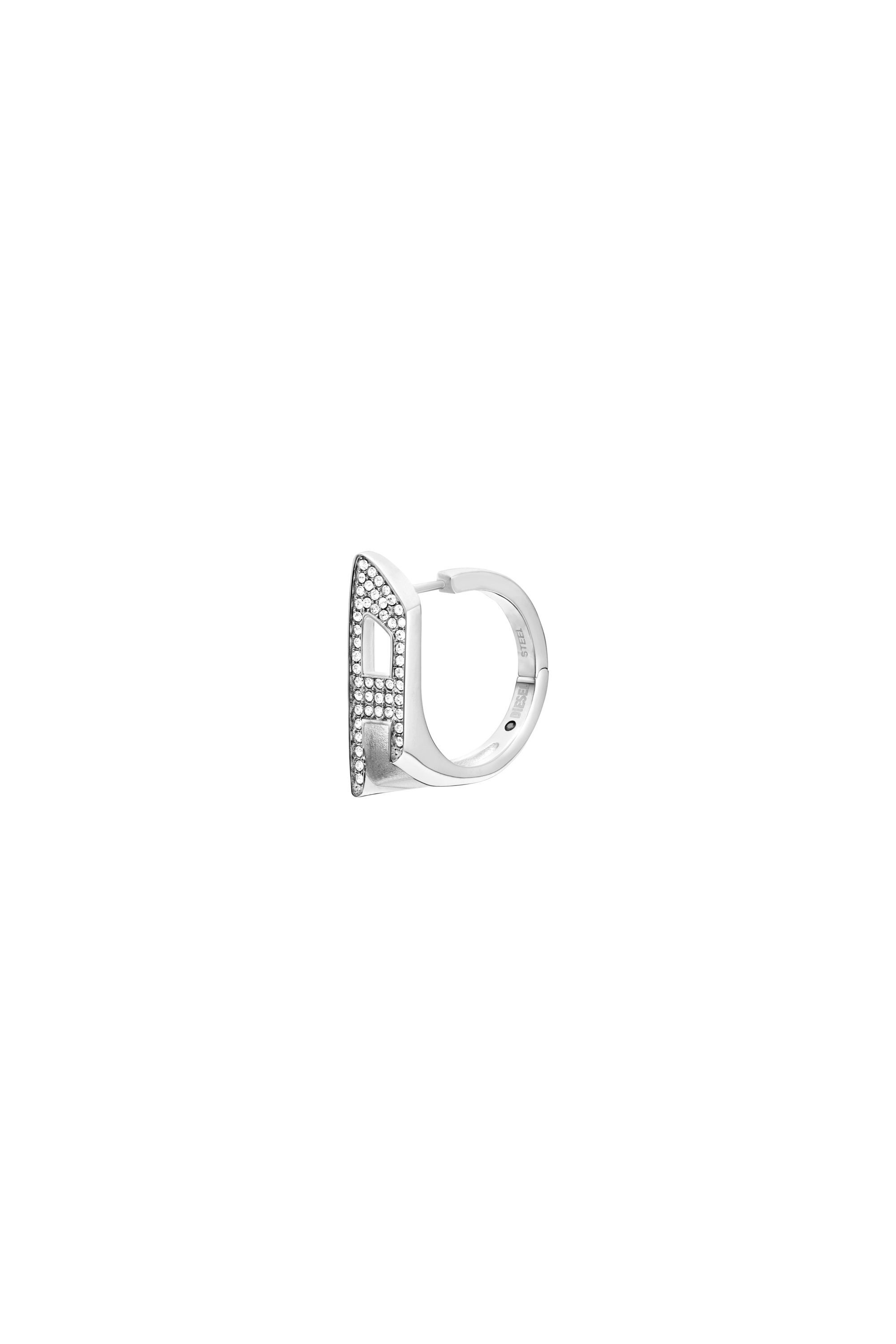 Diesel - DX1628040 JEWELLERY, Unisex Creolenohrring aus Edelstahl mit Glitzereffekt in Silber - 1