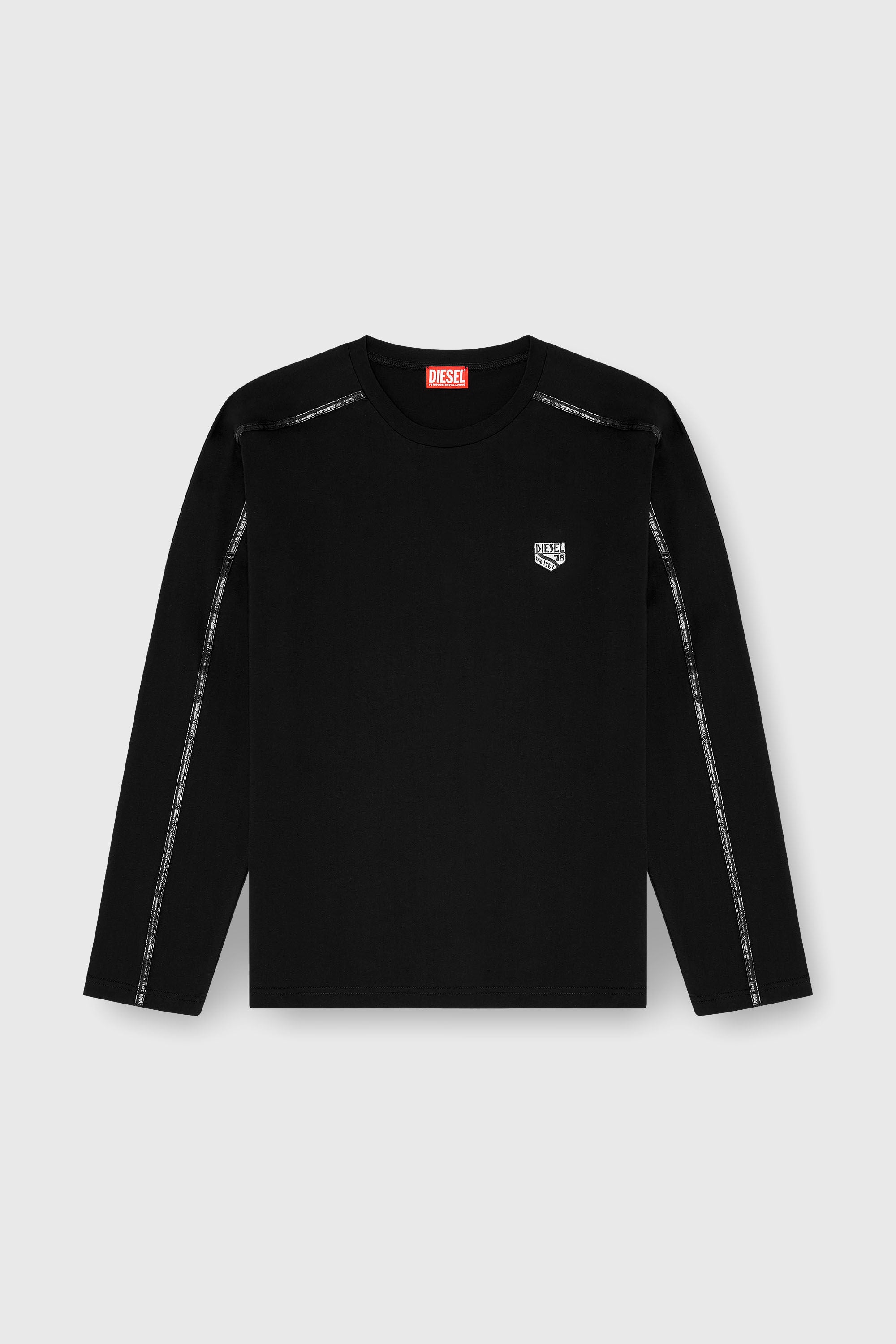 Diesel - T-NORM-LS-FL, Herren Langarm-T-Shirt mit tonalen Abschl&uuml;ssen in Schwarz - 2