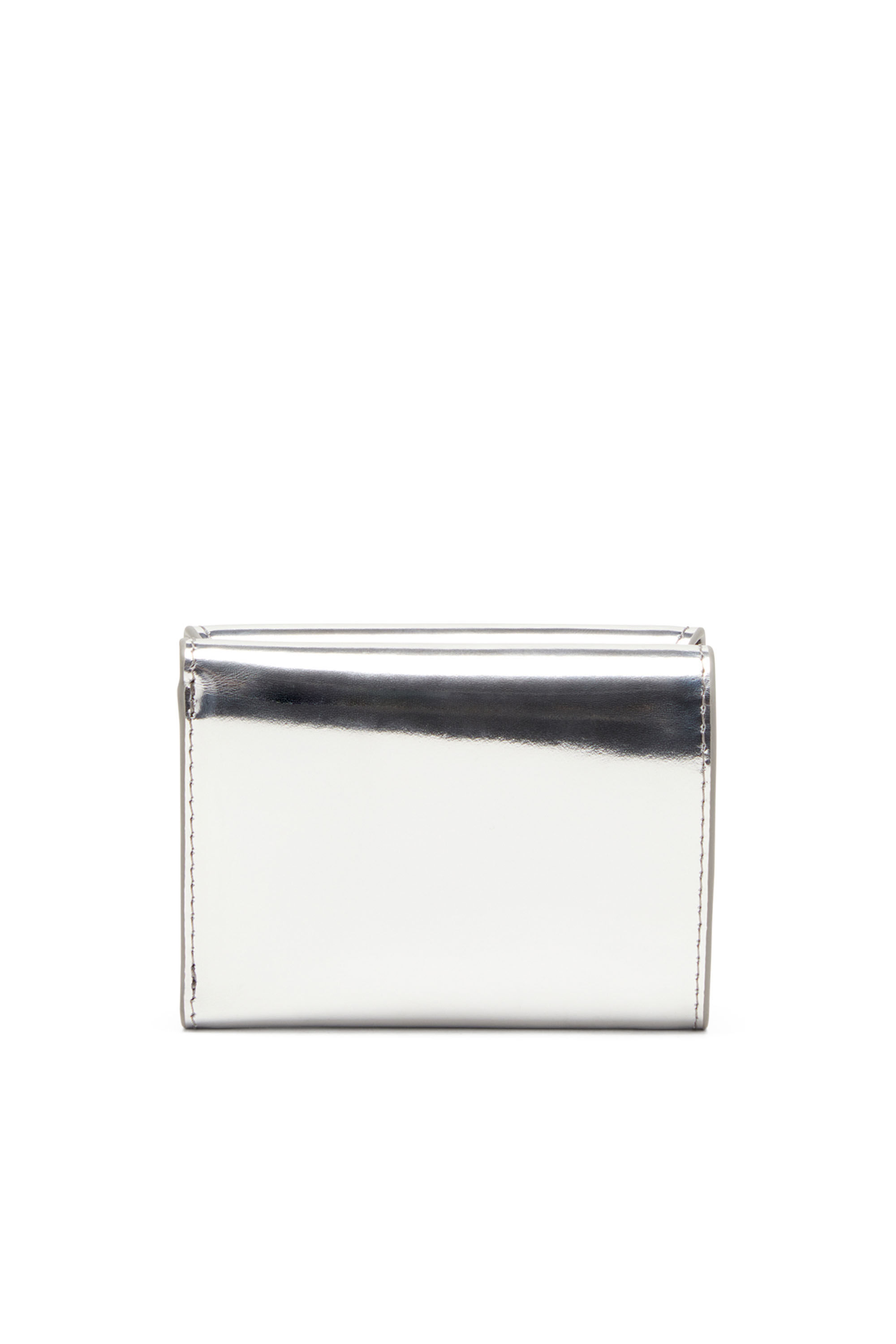 Damen Trifold-Portemonnaie aus Hochglanz-Leder | Silber | Diesel