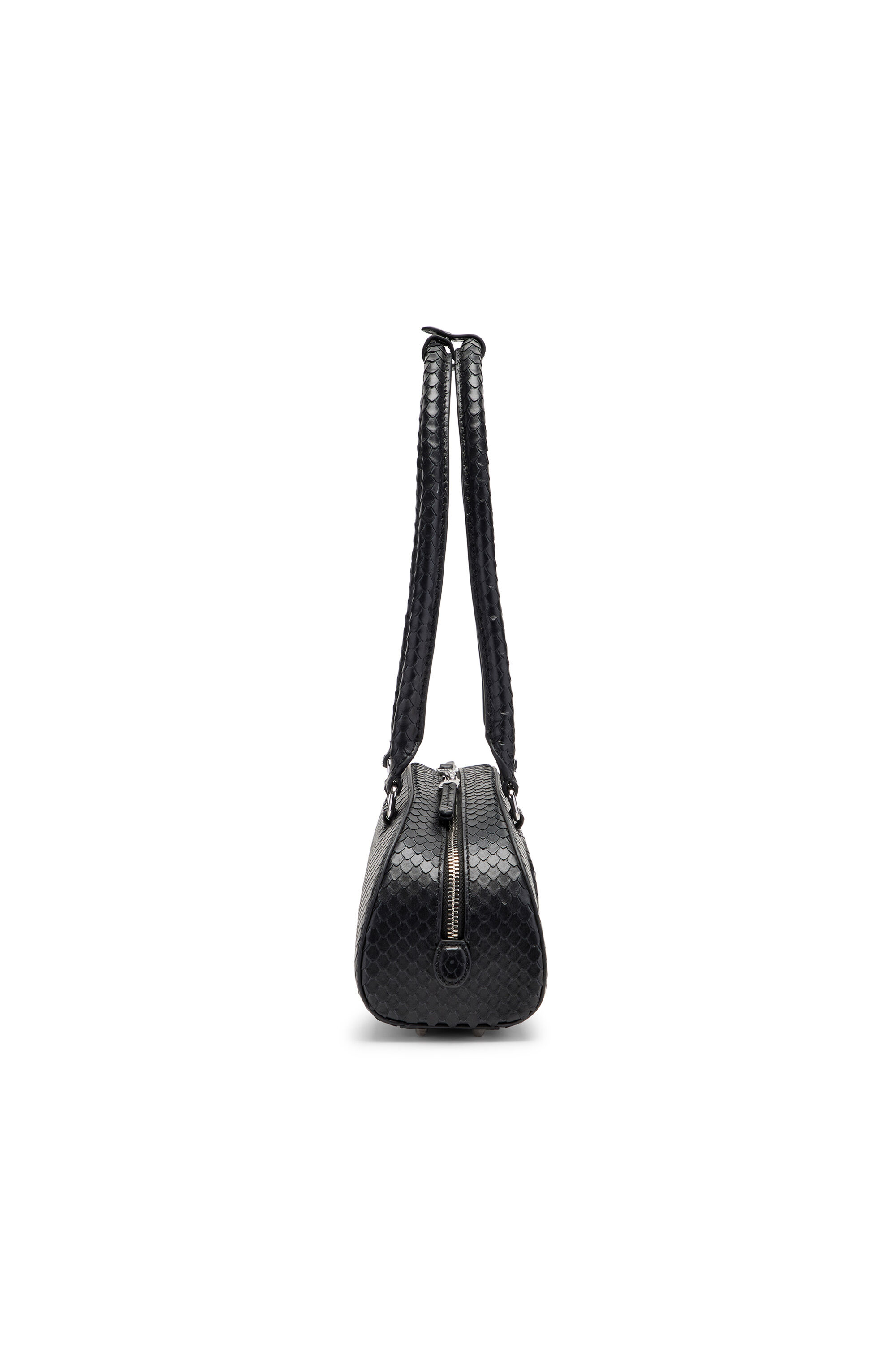 Diesel - 1DR DOME SHOULDER EW, Damen 1DR Dome-Langgezogene Bowlingtasche aus strukturiertem Leder in Schwarz - 4
